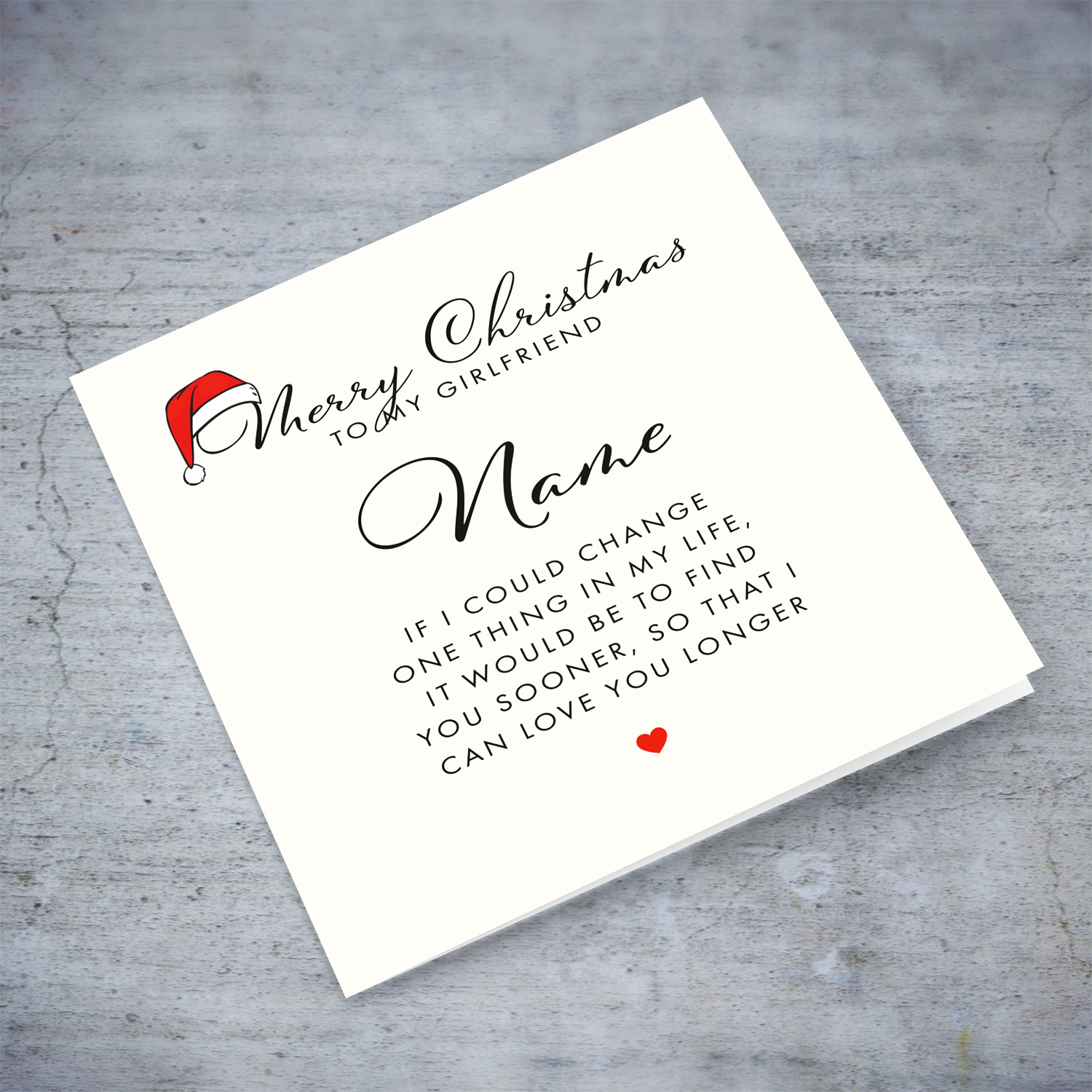 Minimalist Christmas card for Girlfriend with a special message in English (Personalisable)