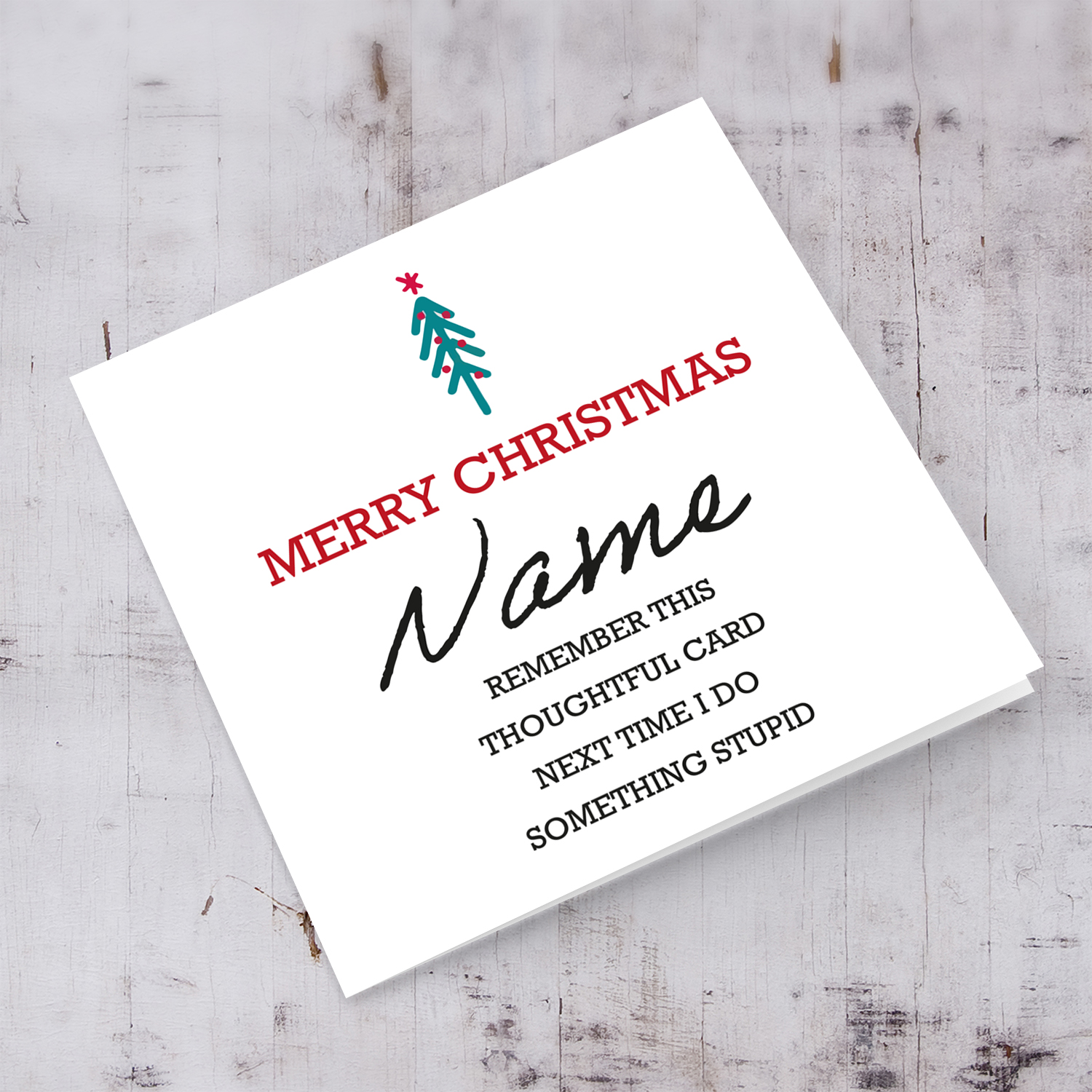Funny personalisable Christmas card in English (Singular) 