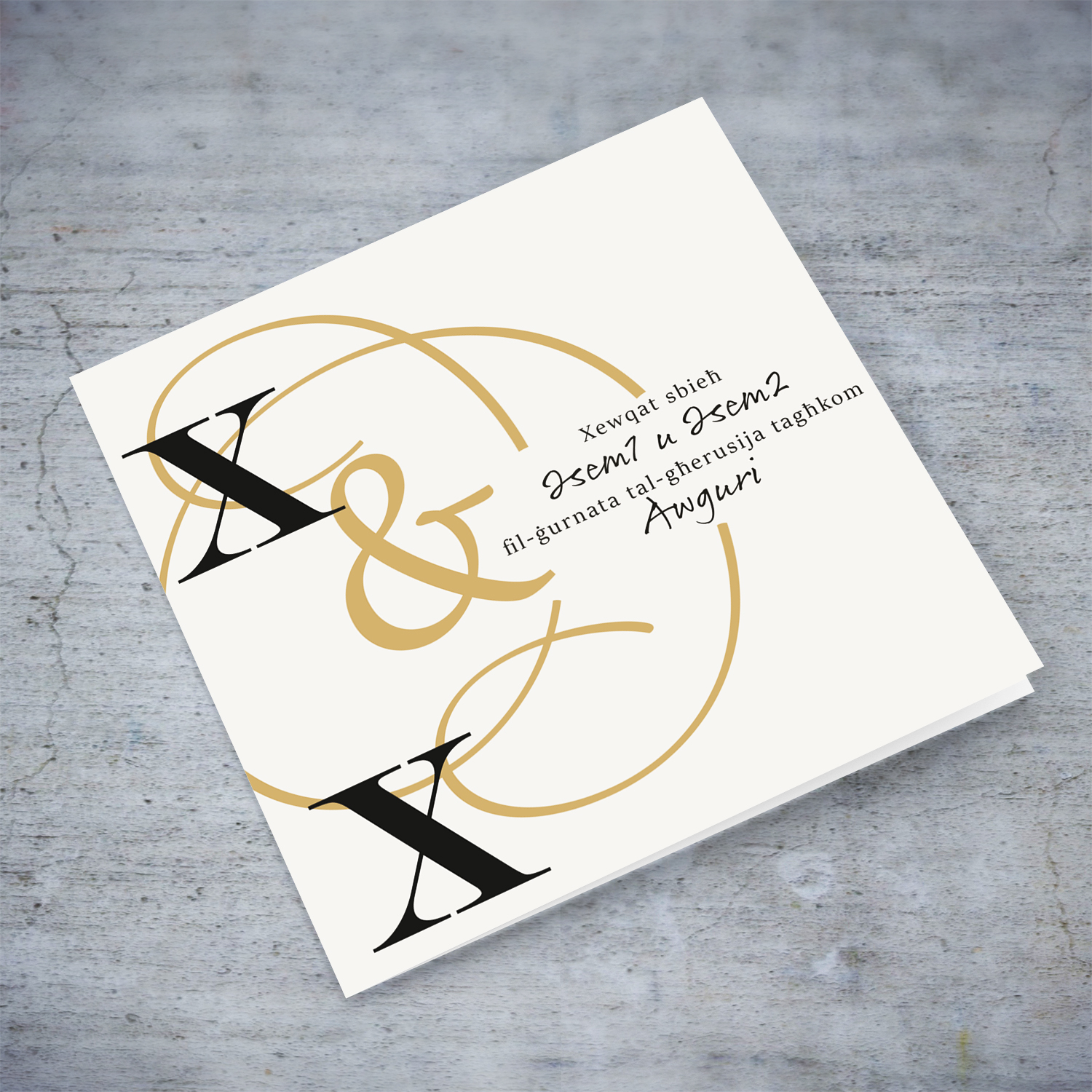 Initial Engagement Card with gold & in Maltese (Personalisable)