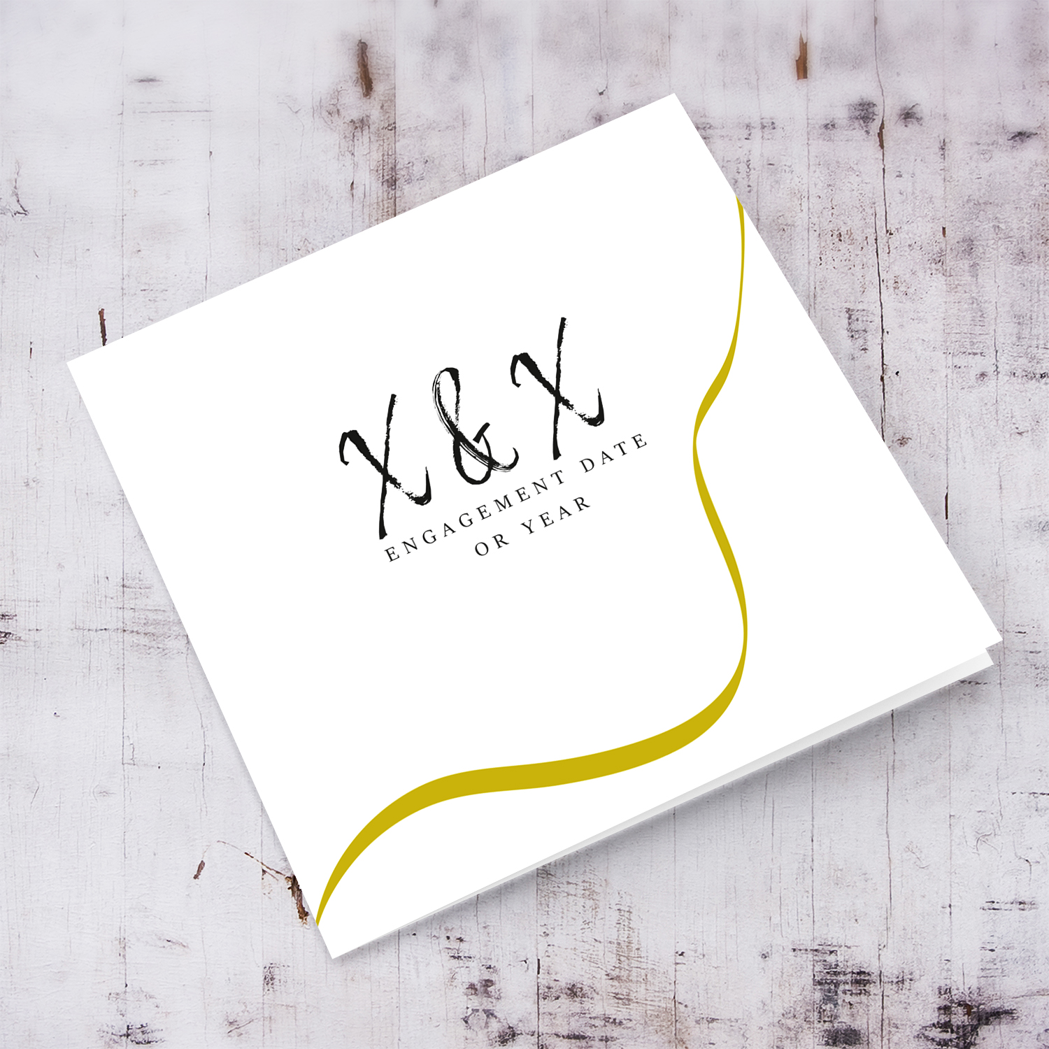 Elegant & minimalistic Engagement Card including couple's initials and engagement date or year in English
