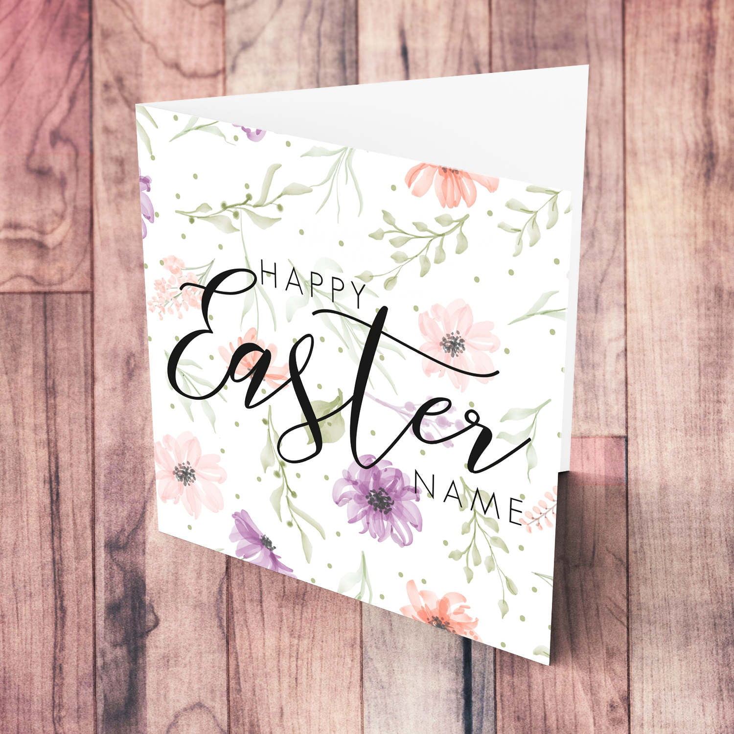 Minimalist flower themed Easter card in English (Personalisable)