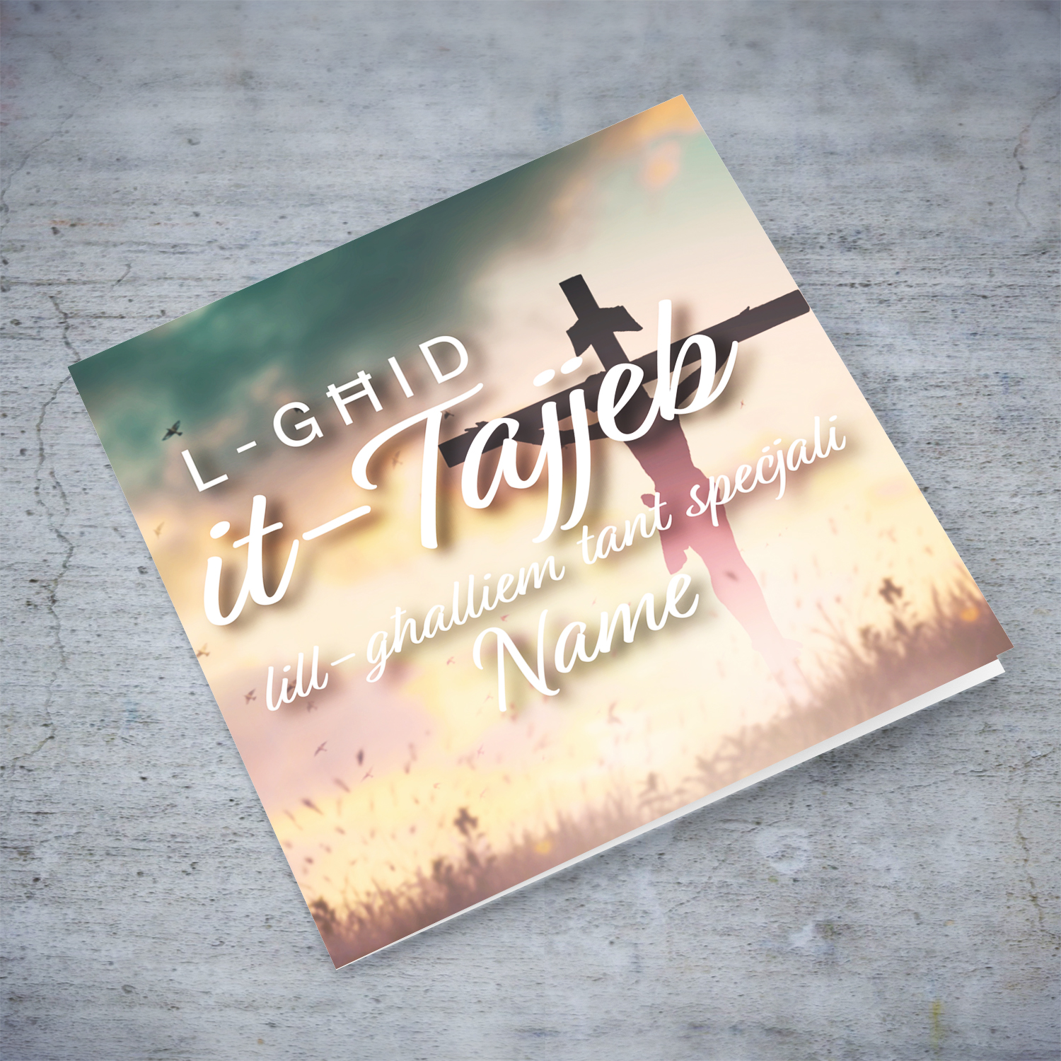 Religious themed Easter Card for teacher (MALE) in Maltese (Personalisable)