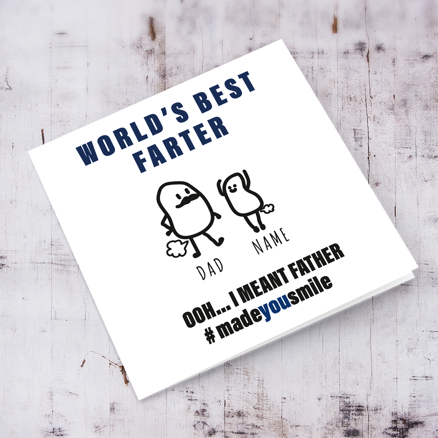 Funny father's day card - World's best farter - in English (Personalisable)