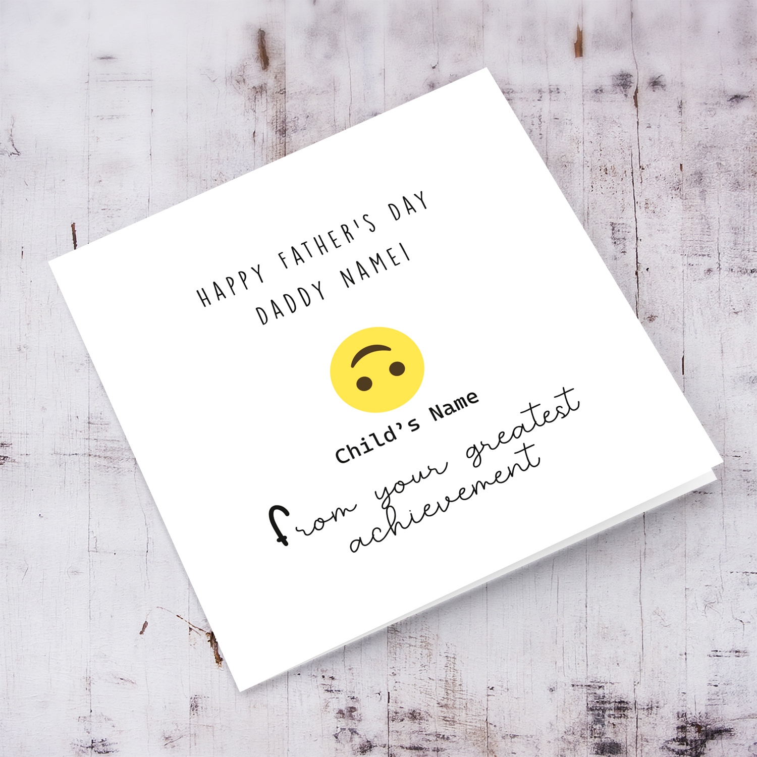 Emoji funny father's day card with Child's Name in English (Personalisable)