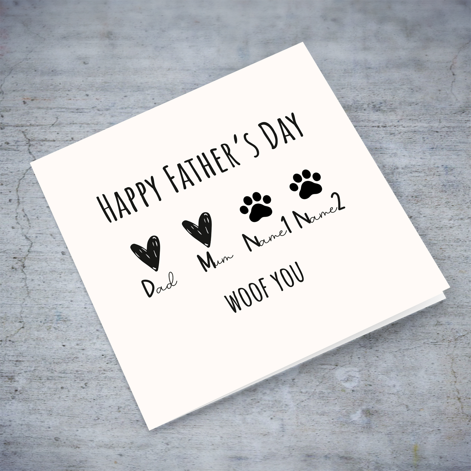 A cute father's day card from two pets dog / cat in English