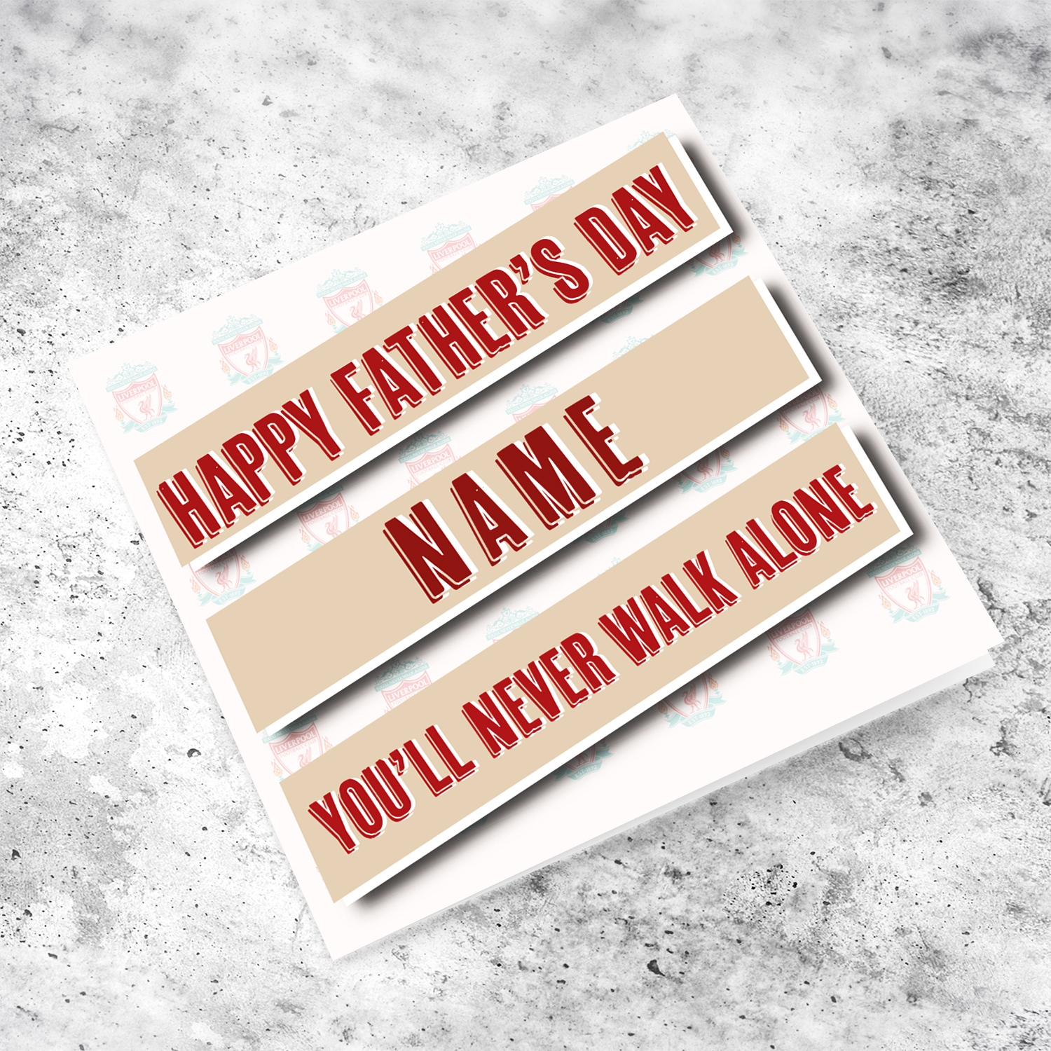 Liverpool themed father's day card - You'll never walk alone in English (Personalisable