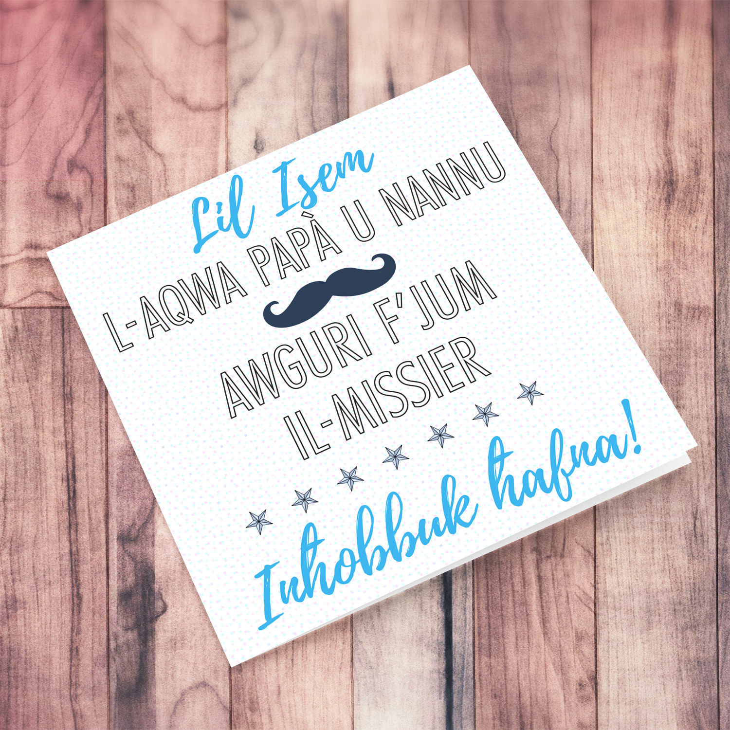 L-Aqwa Papa' u Nannu Father's Day personalisable card in Maltese (plural)