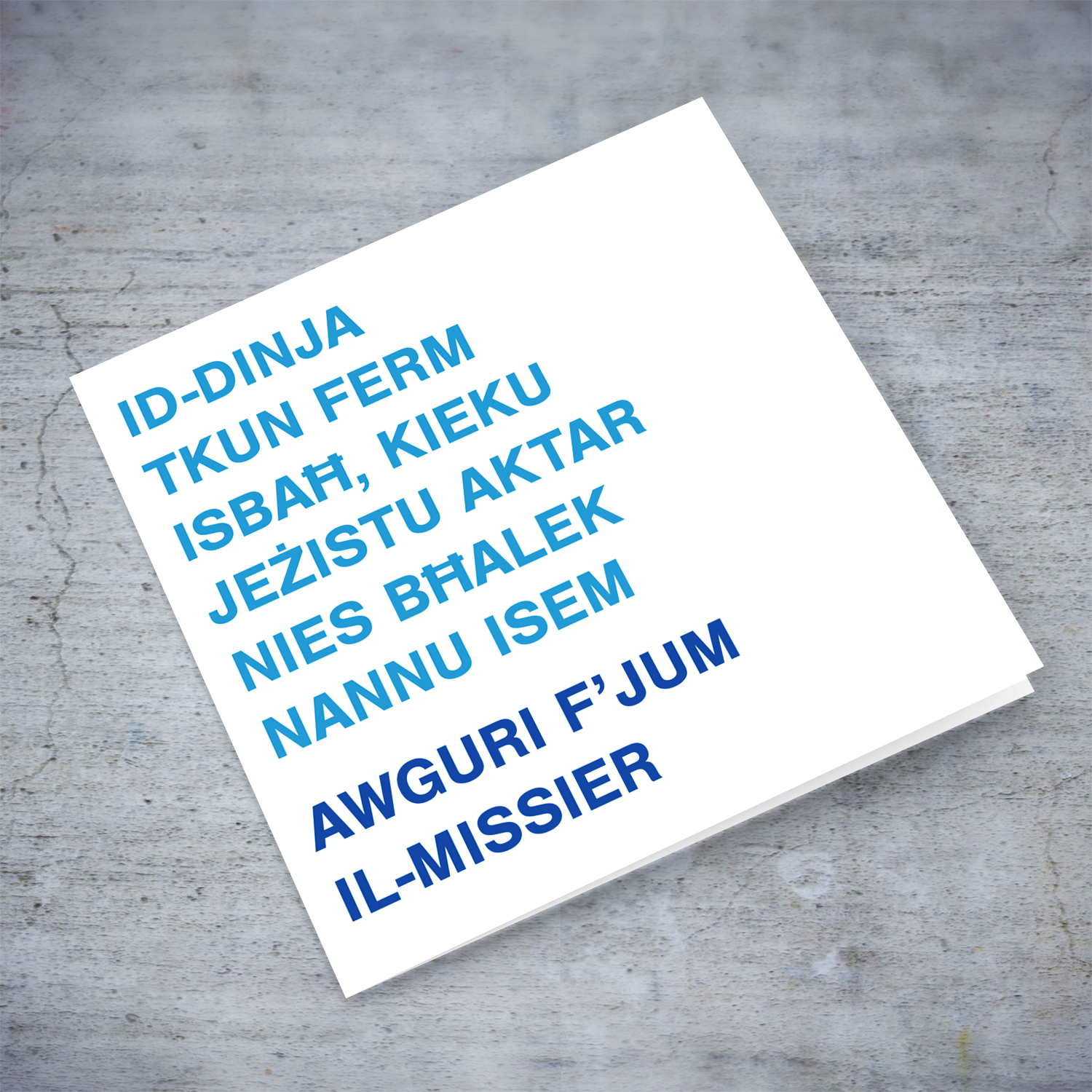 Blue two toned personalisable father's day card for Grandpa in Maltese