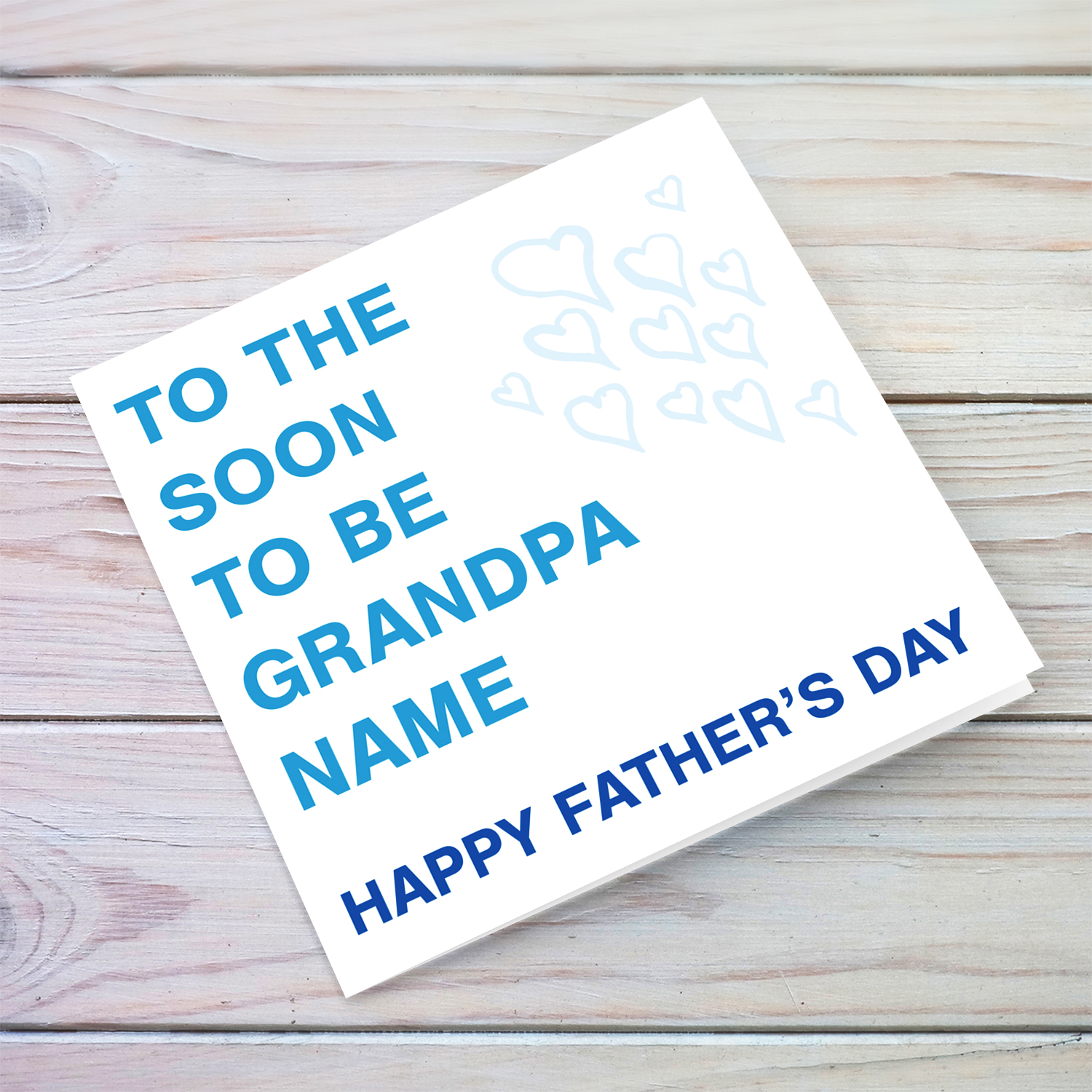 Blue two toned father's day card for Grandpa to be in English