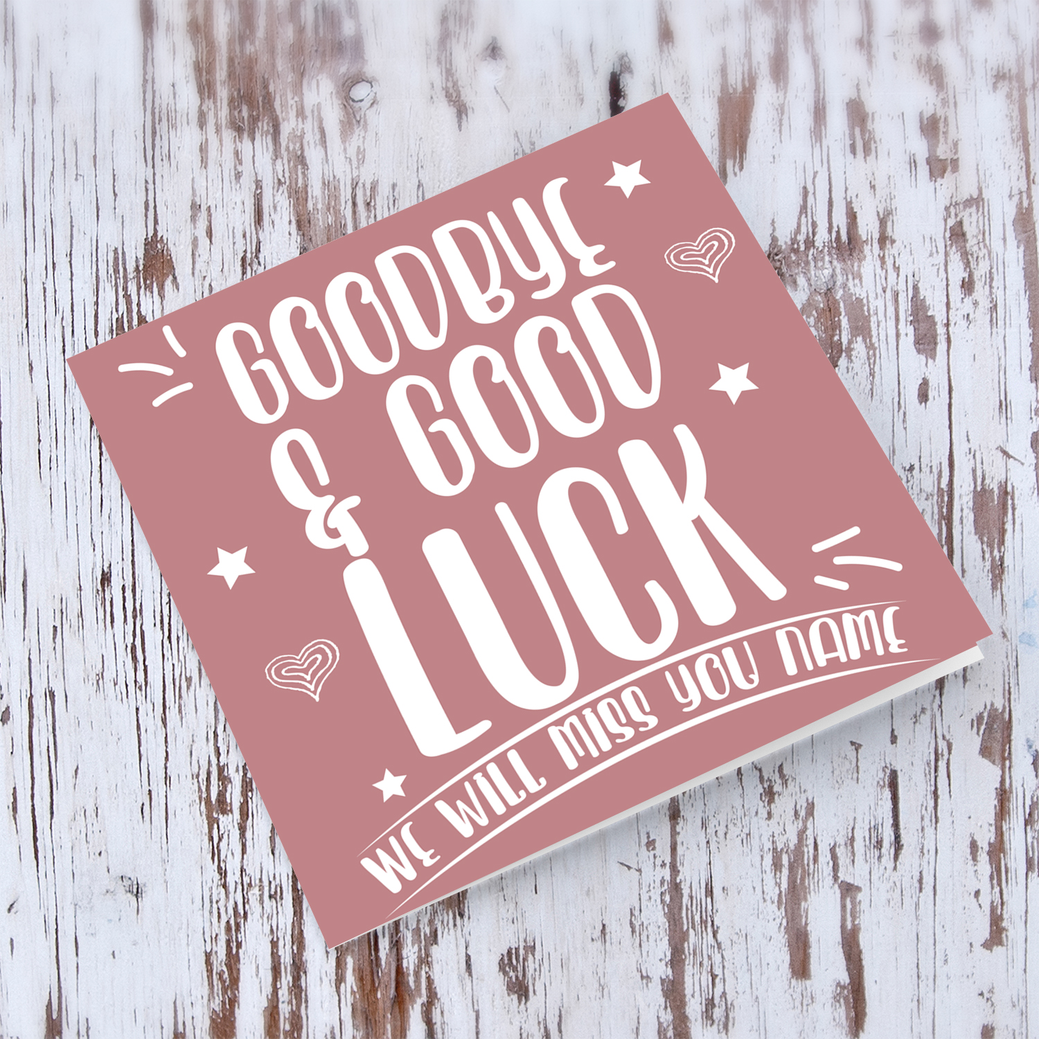 Goodbye and good luck card - Farewell / Retirement - in dark pink shade in English (Personalisable)