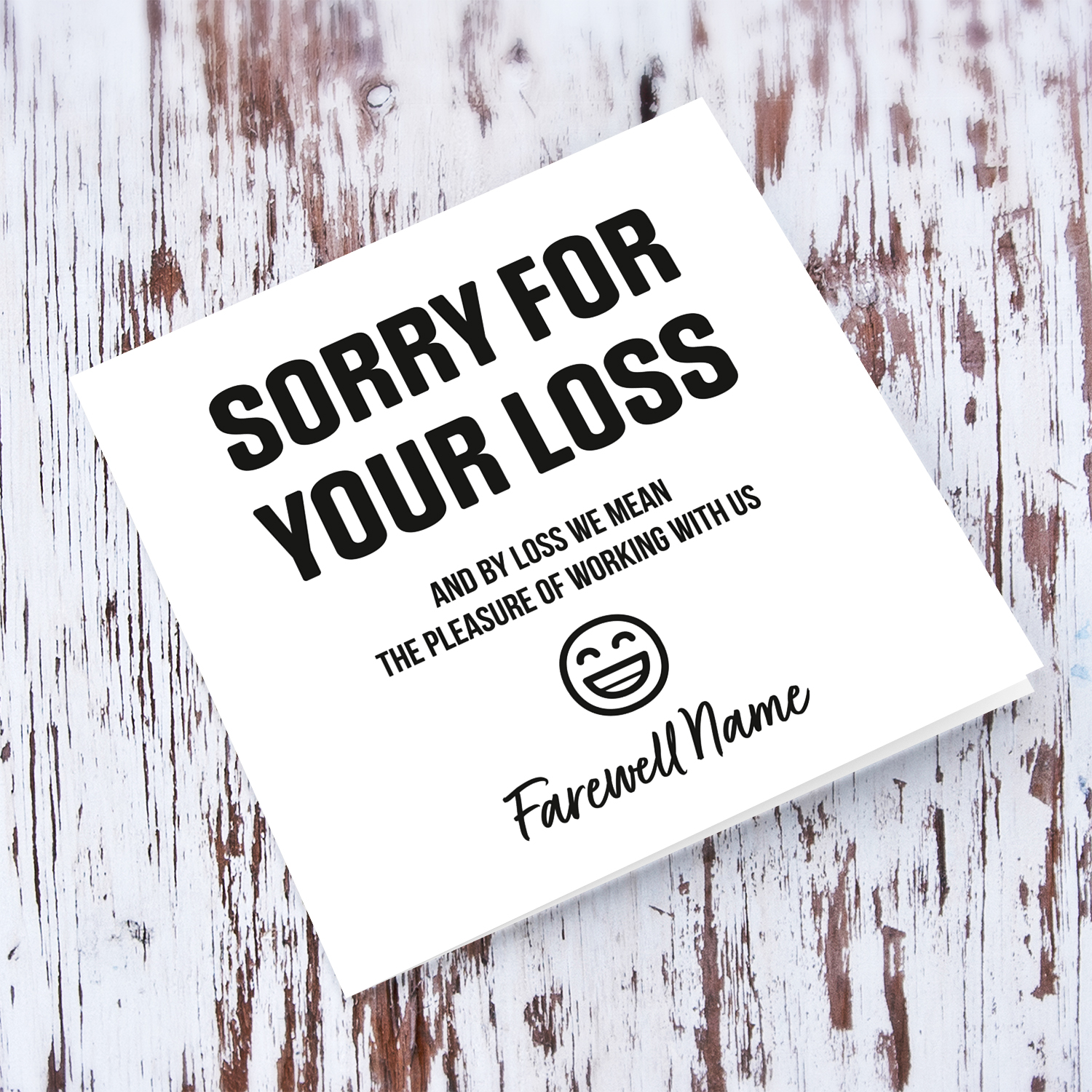 Funny and cheeky farewell card - sorry for your loss in English (personalisable)