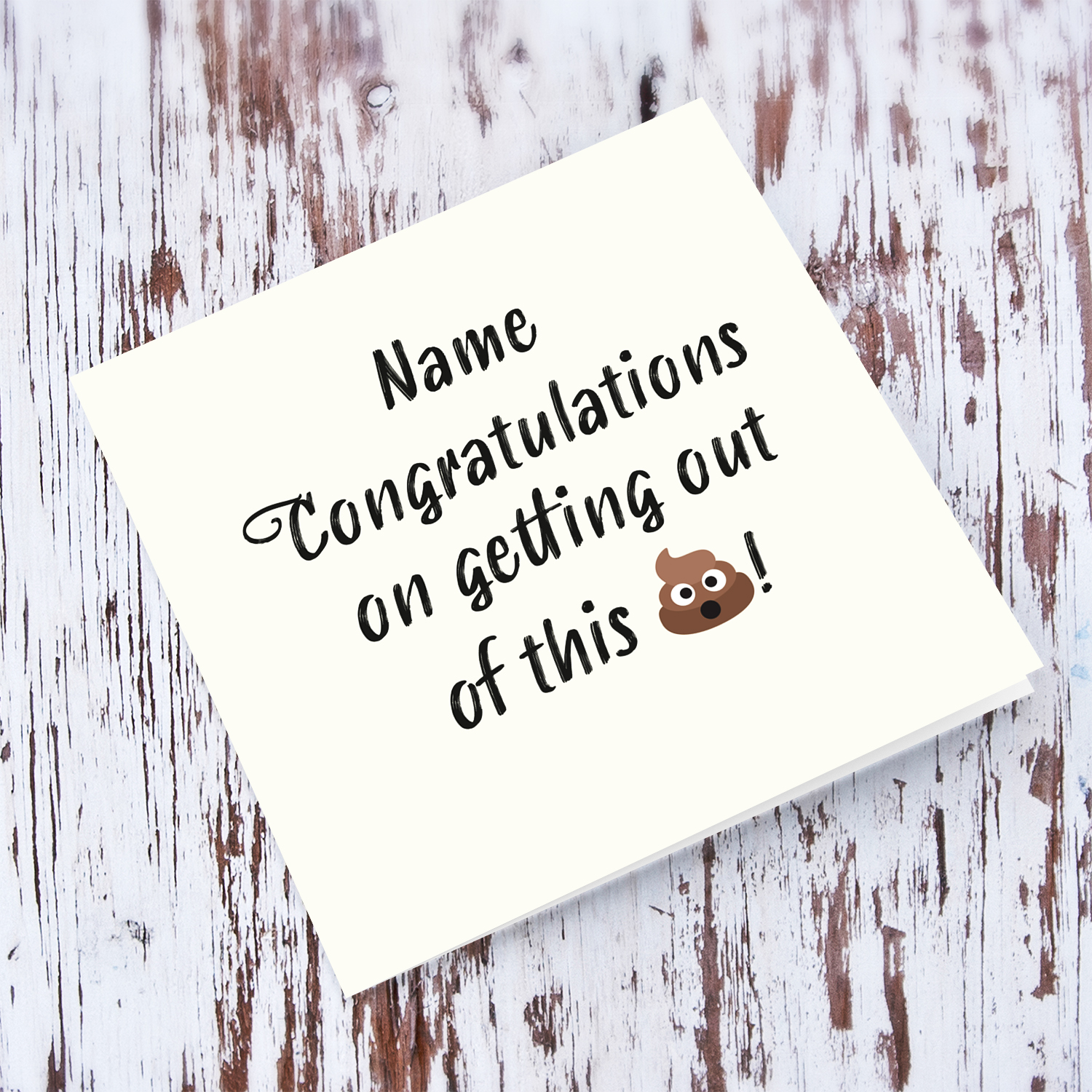 Funny farewell card - Congratulations on getting out of this emoji in English (Personalisable)