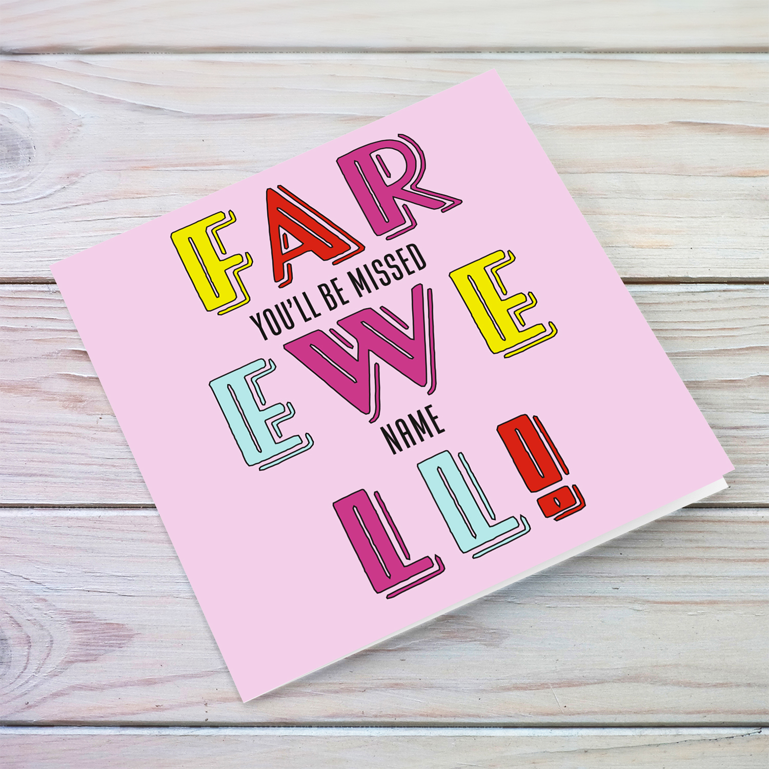 Farewell card you'll be missed in pastel colours (pinks) in English