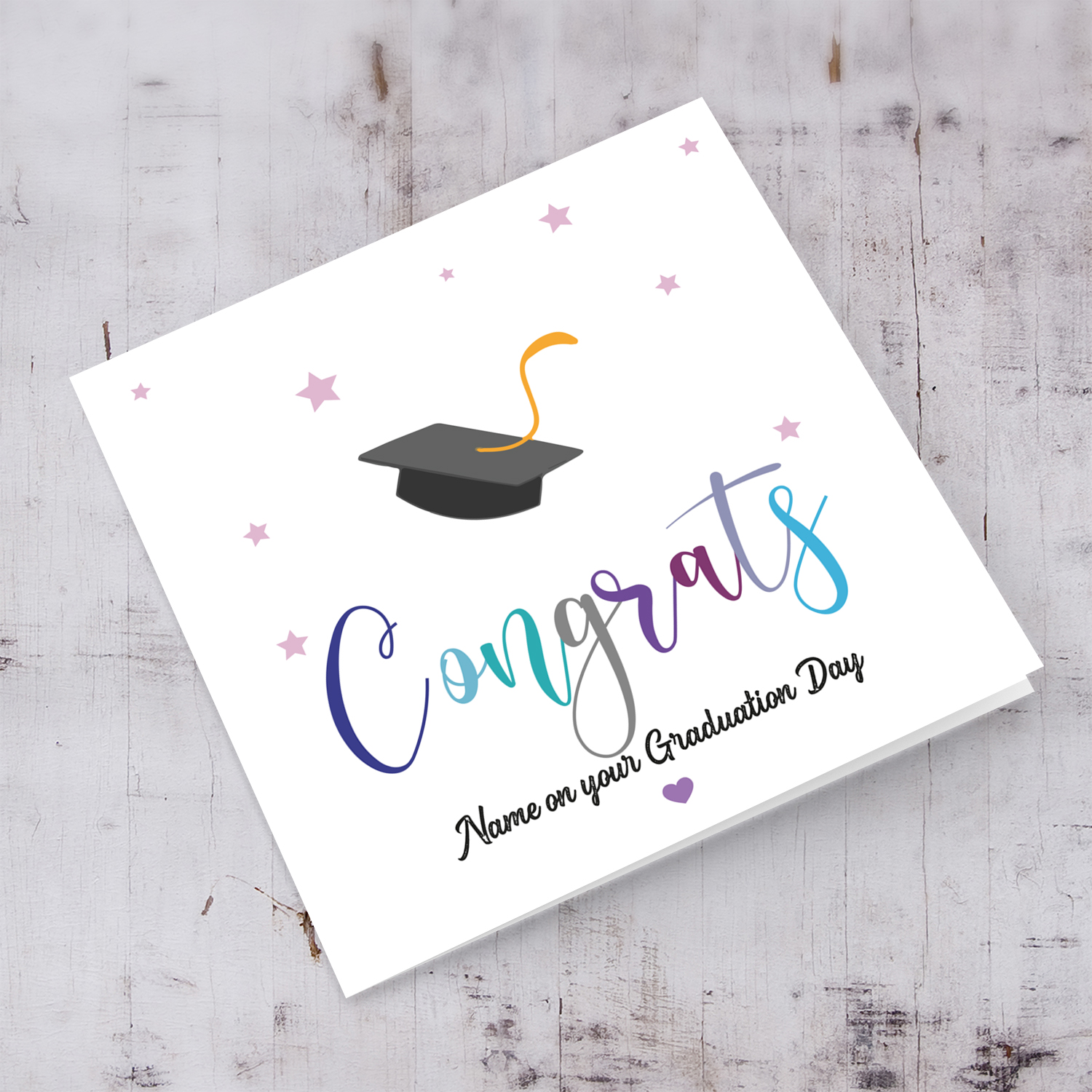 Colourful text Graduation card in English (Personalisable)