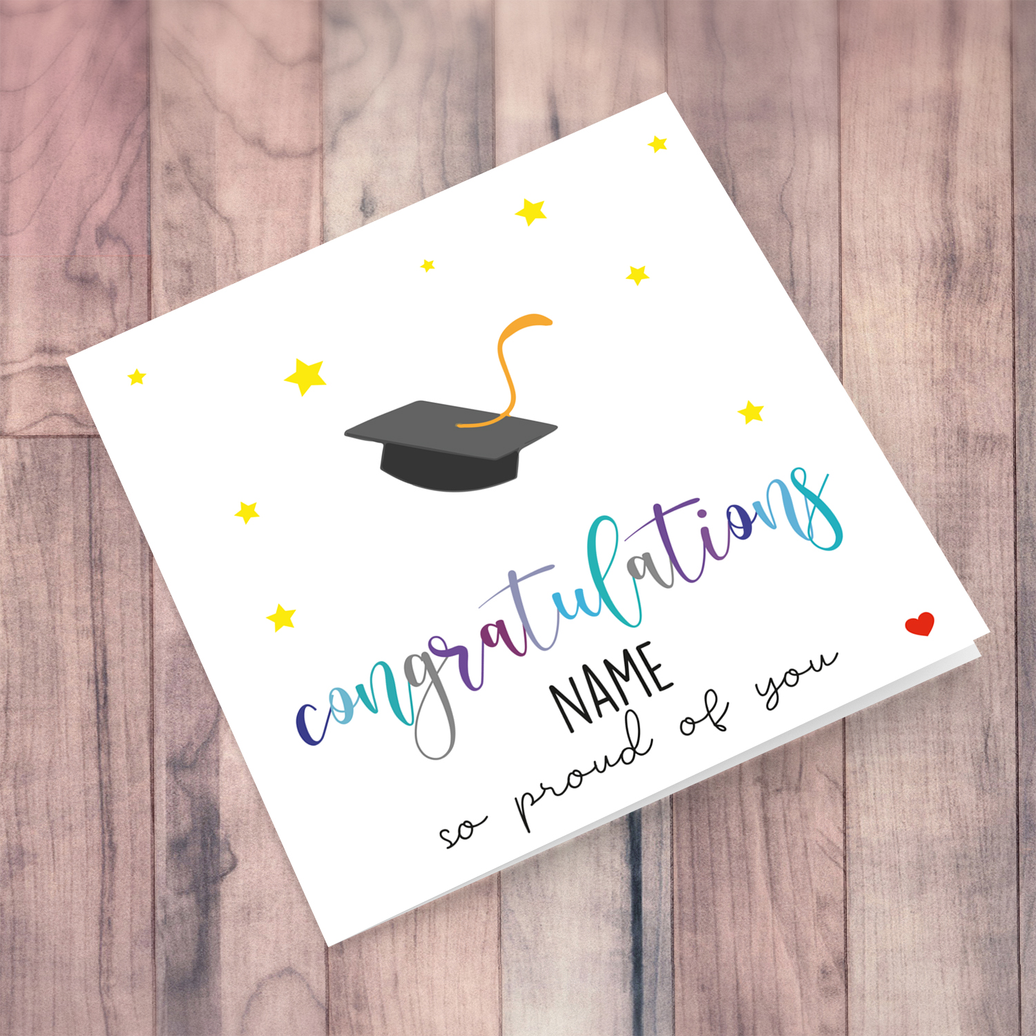 Colourful text Graduation card in English (unisex & Personalisable)