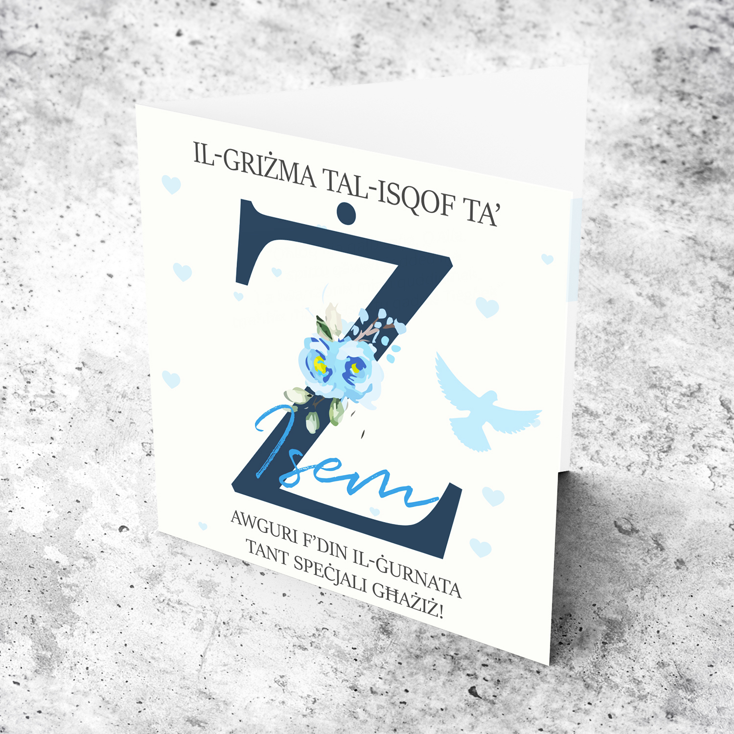 Ż - Initial Confirmation Card for Boys, with Holy Spirit in Maltese