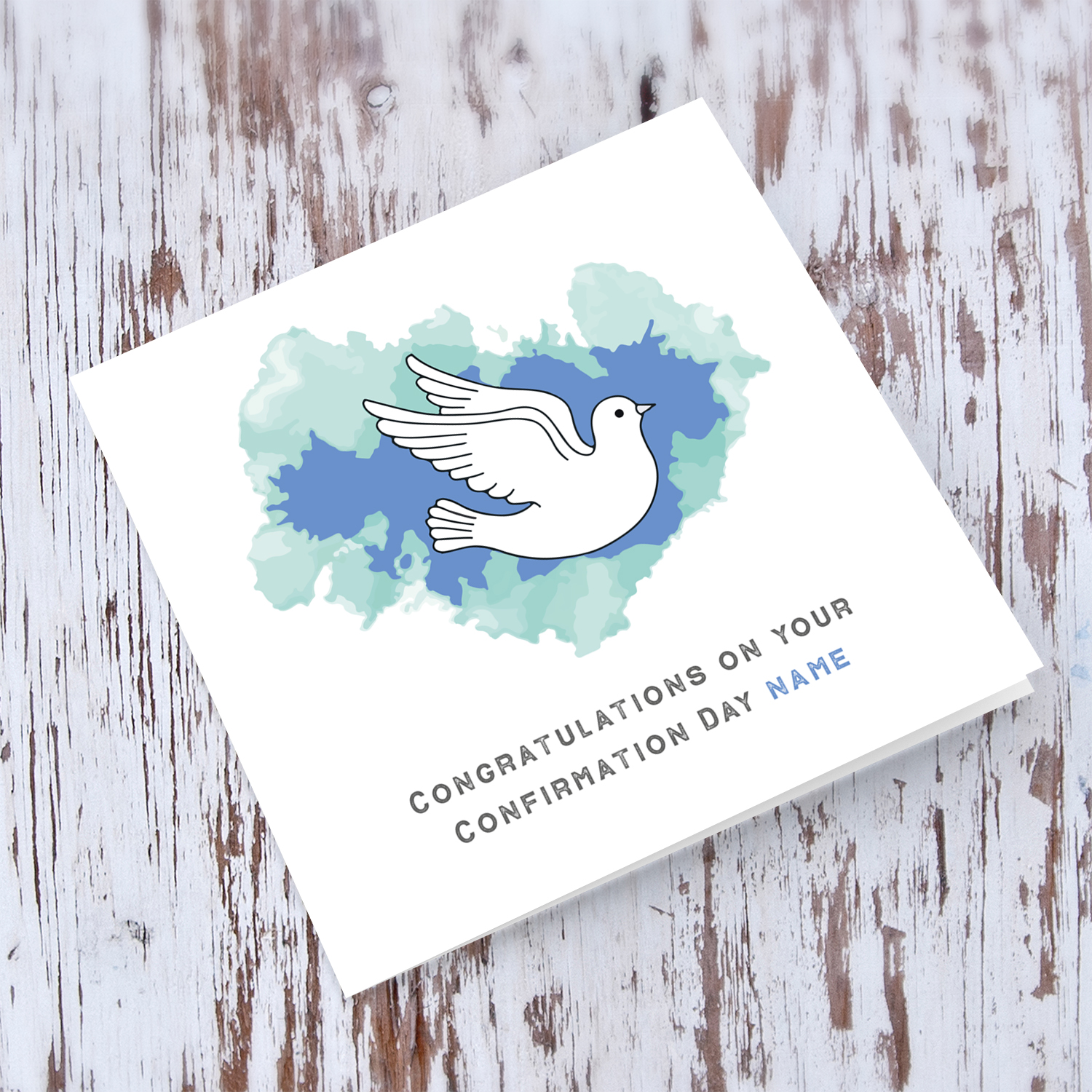 Holy Spirit themed perosnalisable Confirmation card in English