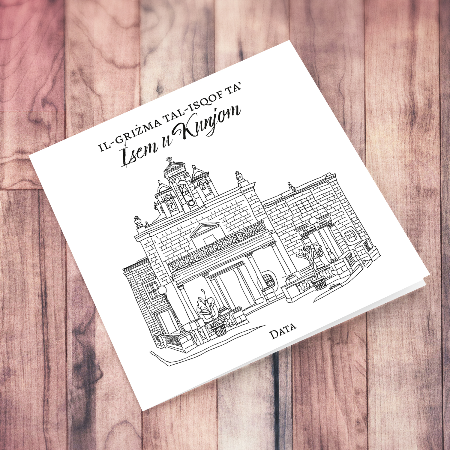 Bubaqra Żurrieq Parish Church Confirmation Card in Maltese (Personalisable, unisex & neutral)