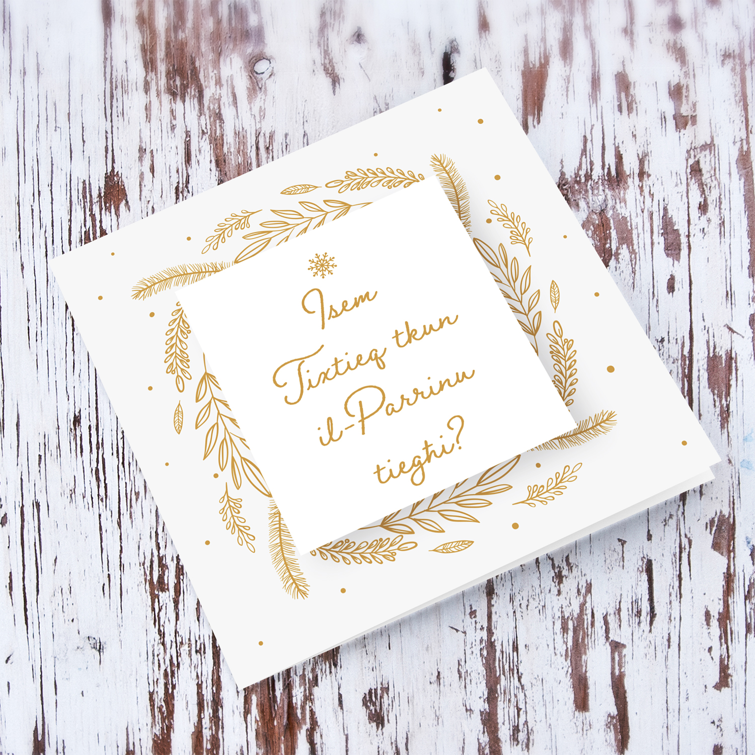 Golden leaves themed personalisable card for Sponsor/Parrinu/Godfather (male) in Maltese 