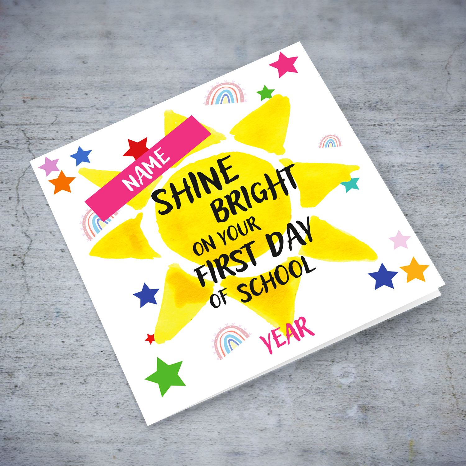 Shine bright on your first day of school for girls in English (Personalisable)