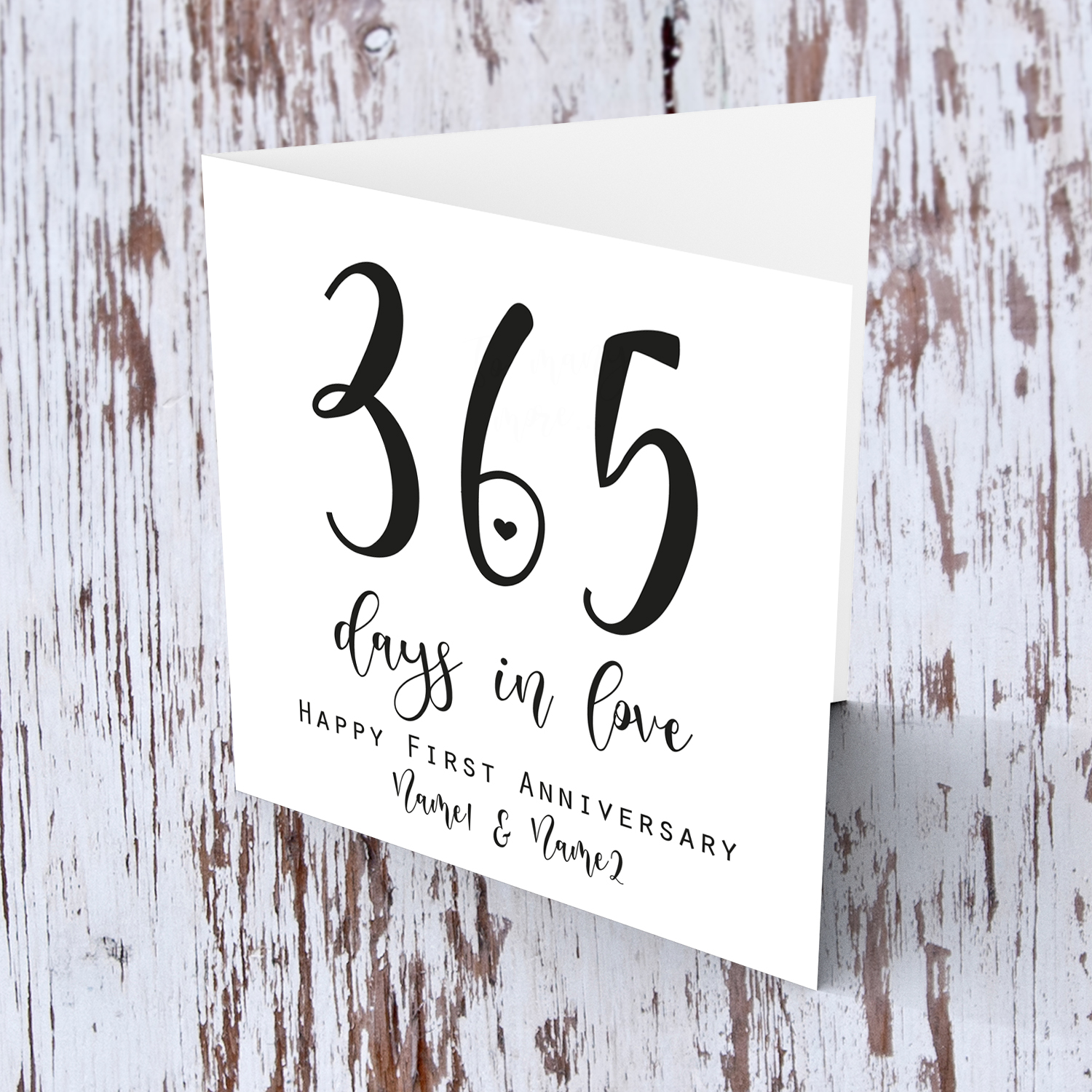 1 year anniversary (minimalist design) 365 days in love in English (Personalisable)