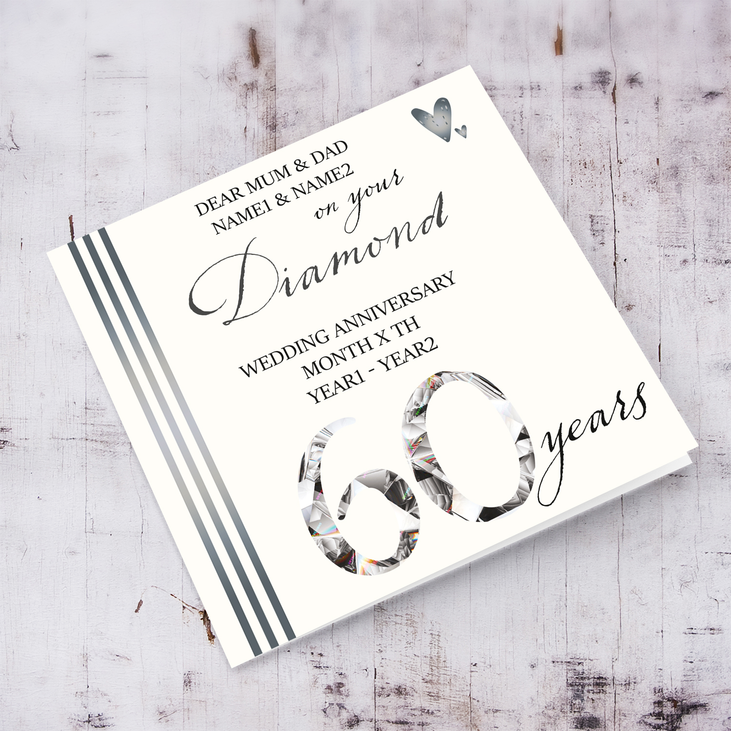 60th Diamond wedding anniversary for mum and dad in English