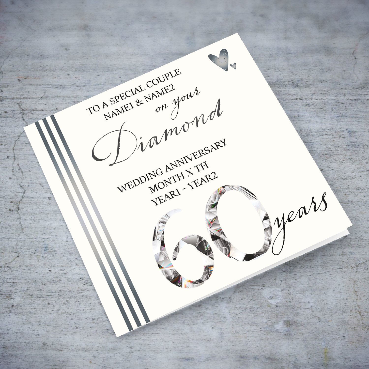 60th Diamond wedding anniversary for a special couple in English
