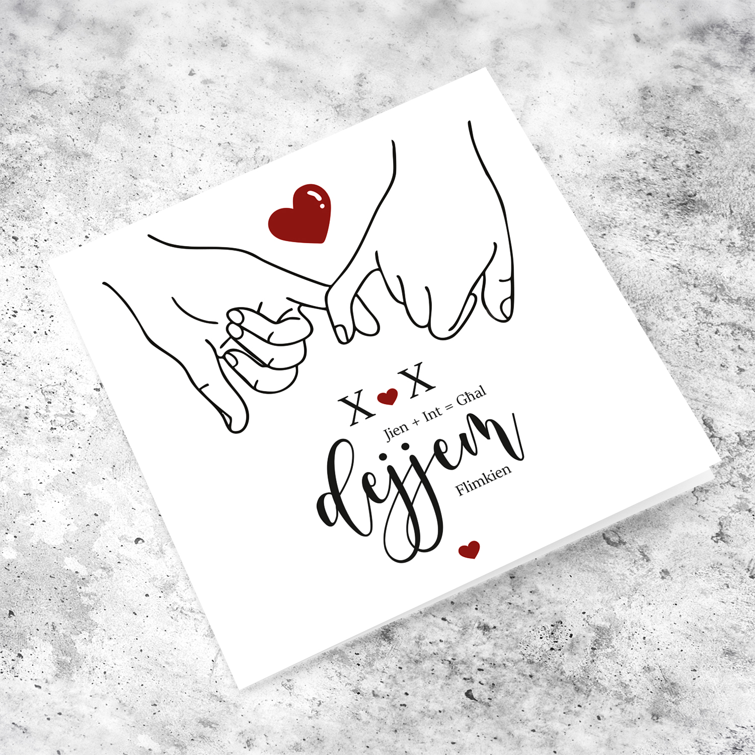 Pinky promise hands card me + you = forever in Maltese (Personalisable with initials)