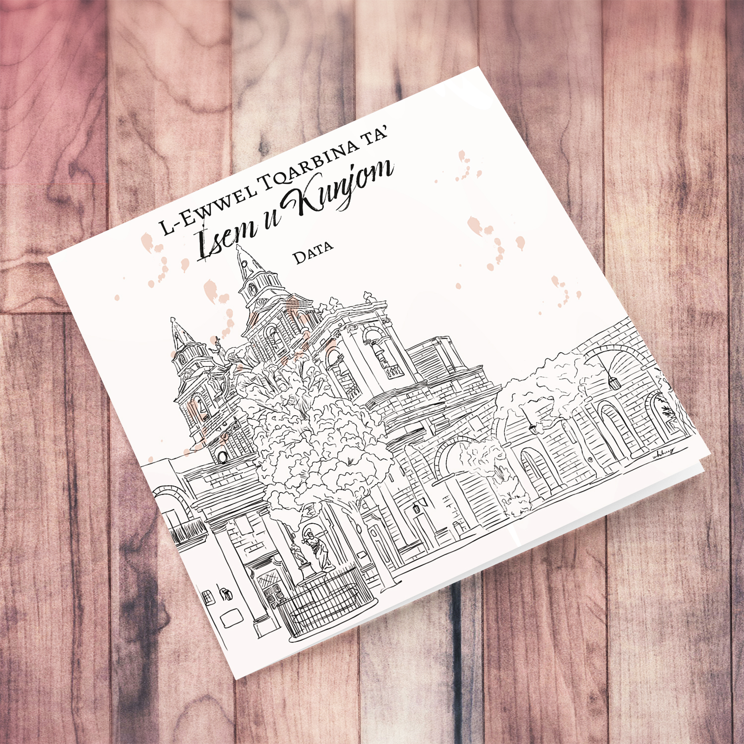 Sanctuary of Our Lady Mellieħa Holy Communion Card in Maltese (Personalisable, unisex & neutral)