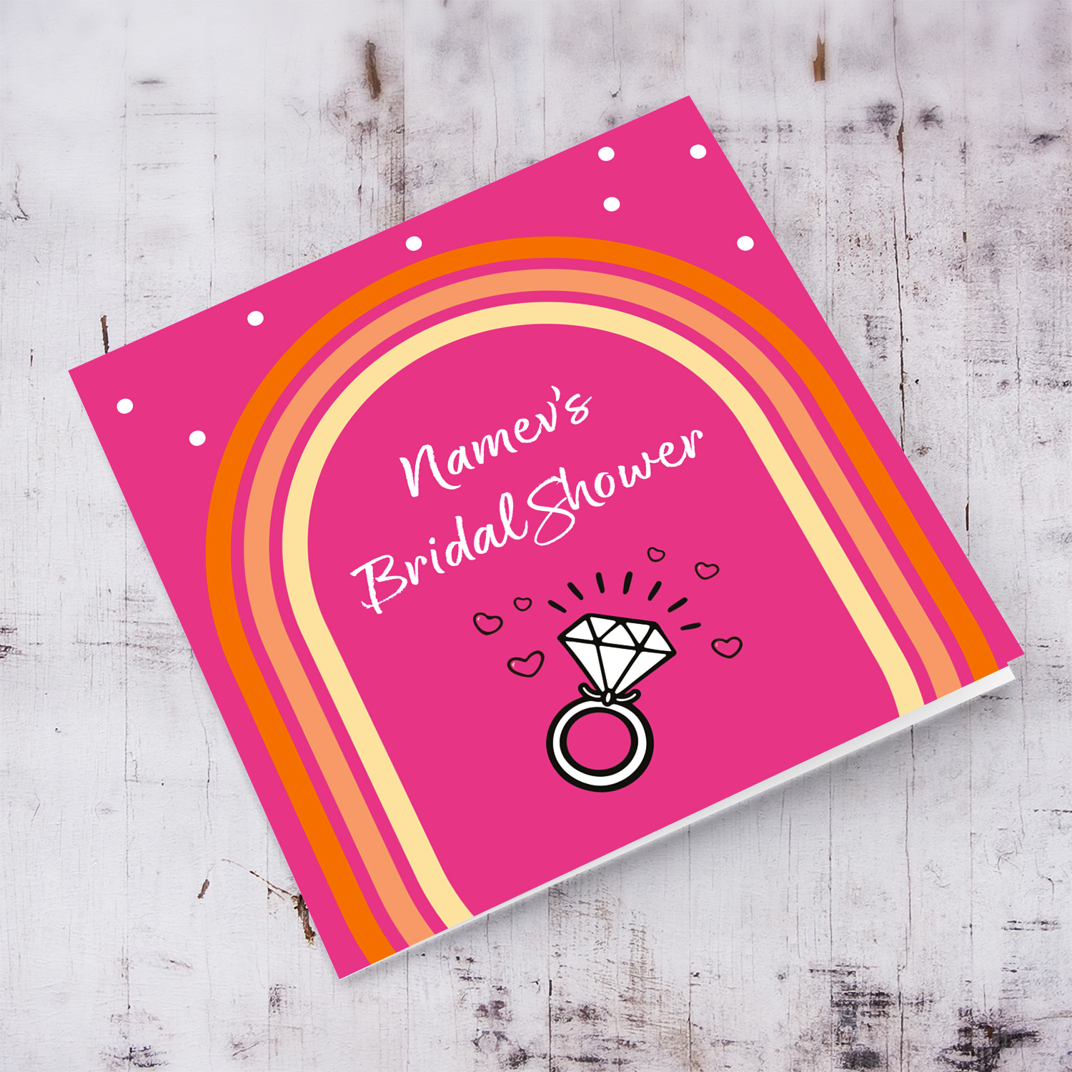 Colourful and bright colours bridal shower / hen party card in English (Personalisable)