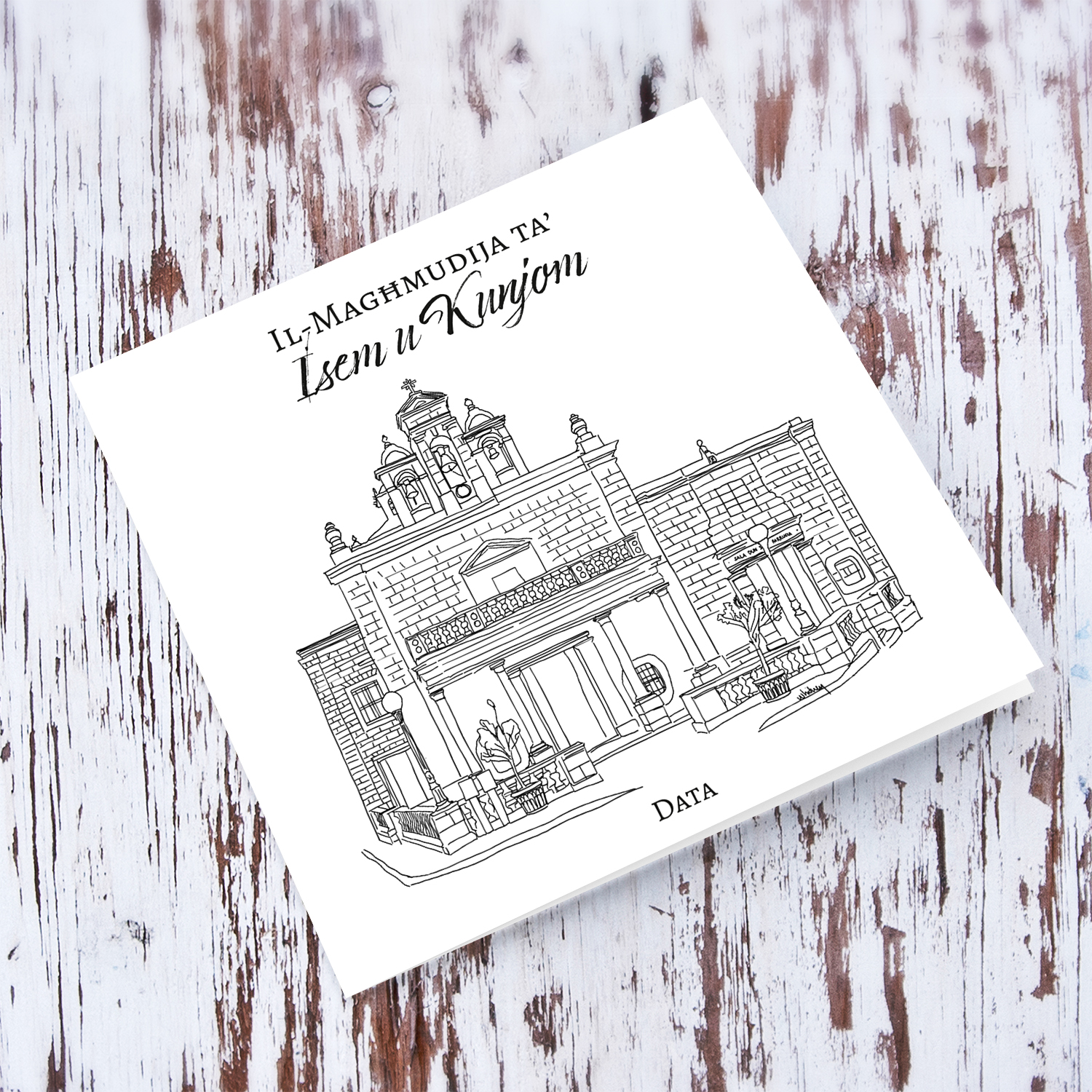Bubaqra Żurrieq Parish Church Baptism Card in Maltese (Personalisable, unisex & neutral)