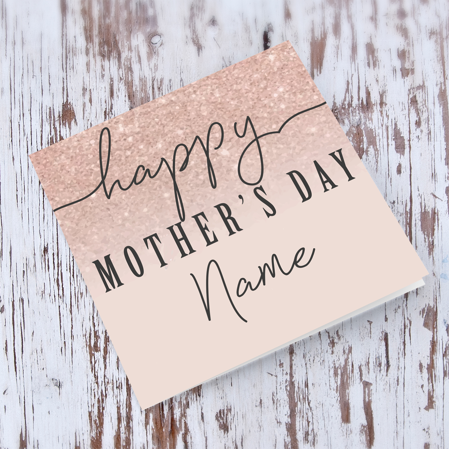 Dusty rose with sparkly background personalisable mother's day card in English