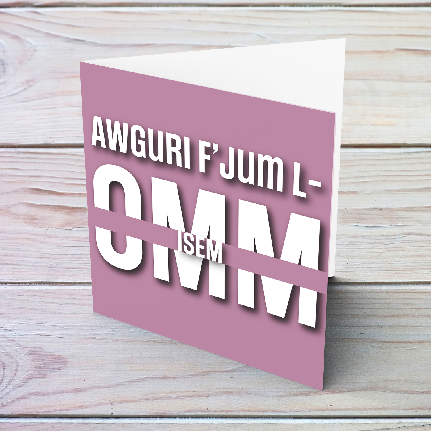 Purple / dusty rose background mother's day personalisable card for Mother in Maltese
