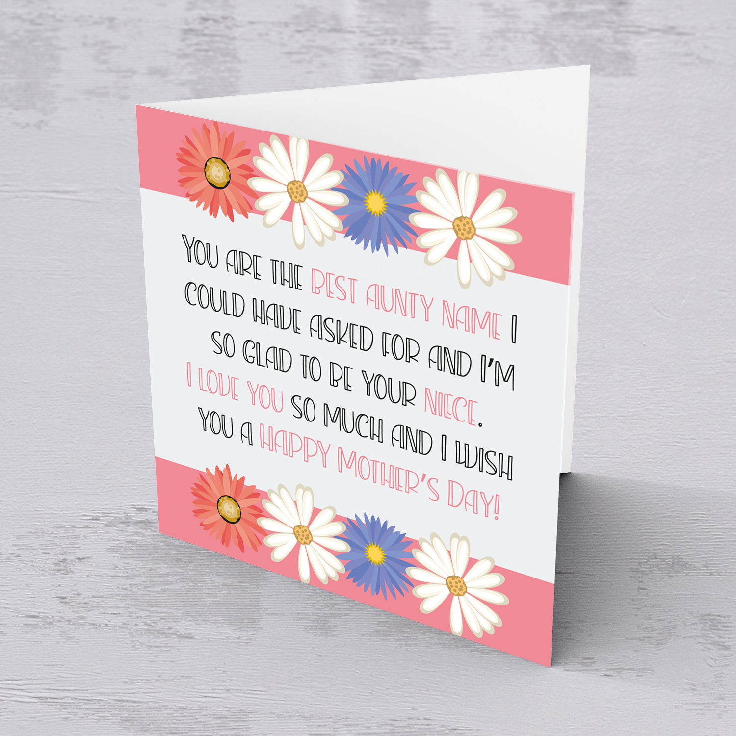 Aunty - Mother's day personalisable card with a special message from Niece in English