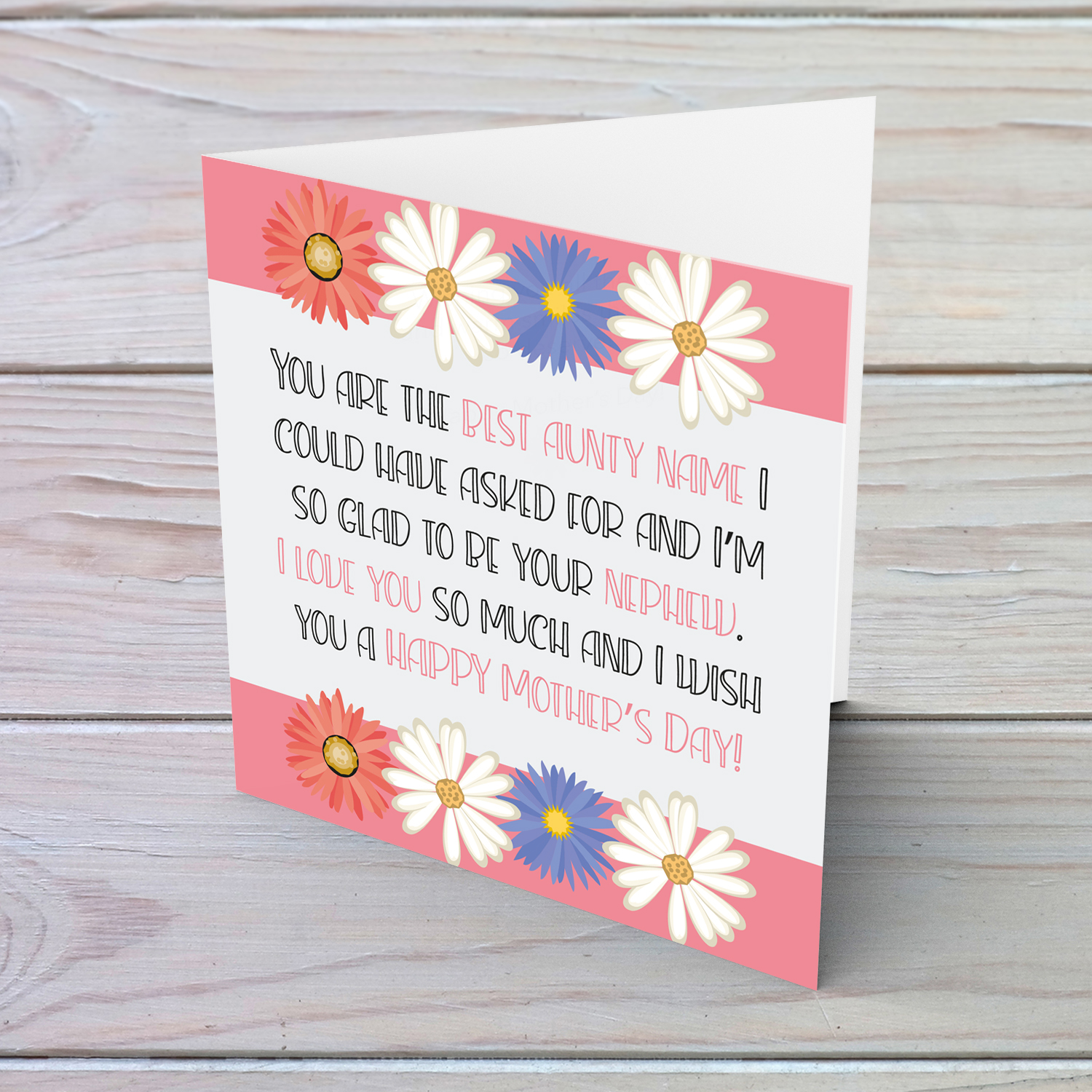 Aunty - Mother's day personalisable card with a special message from Nephew in English