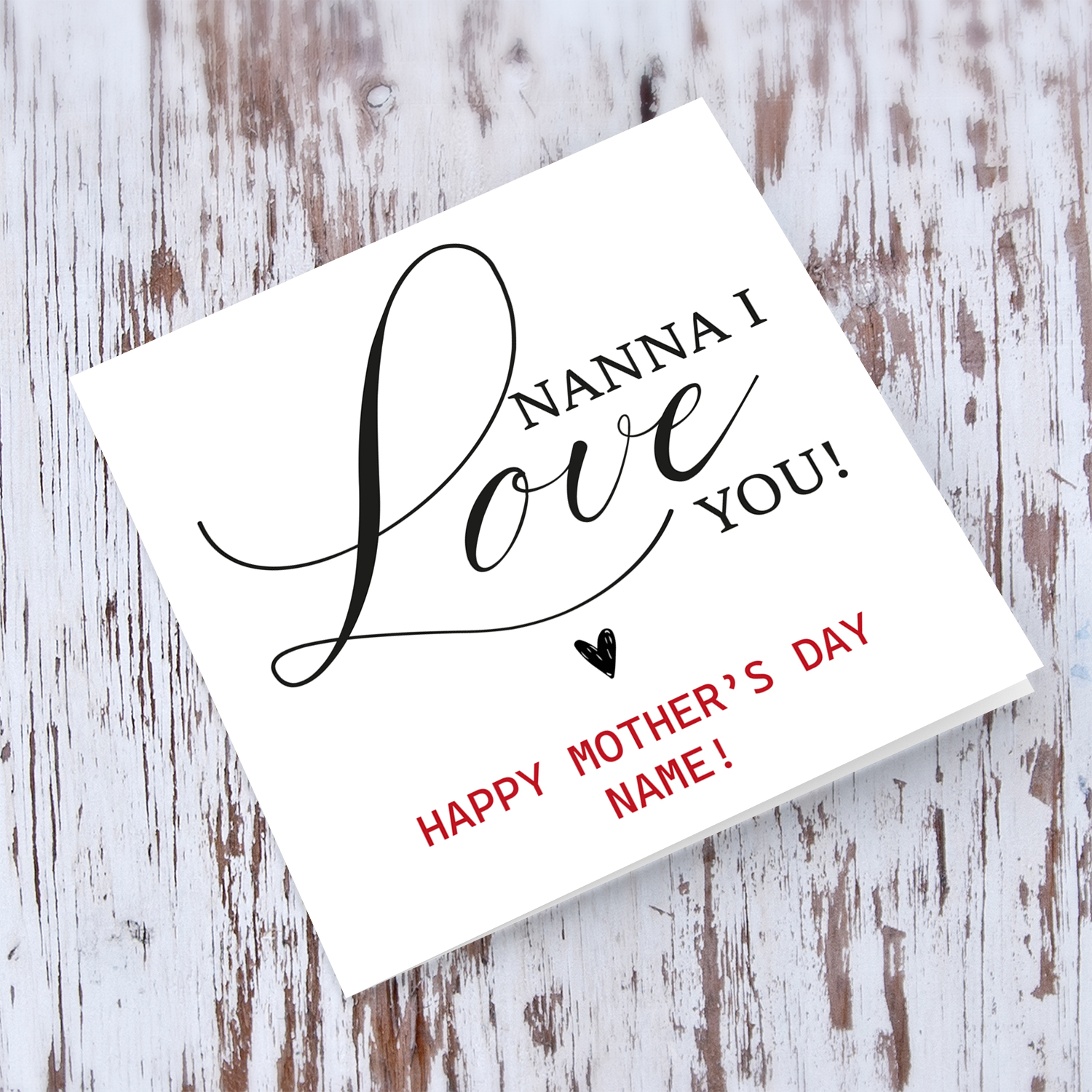 Minimalist, elegant mother's day personalisable card for Nanna / Grandma in English