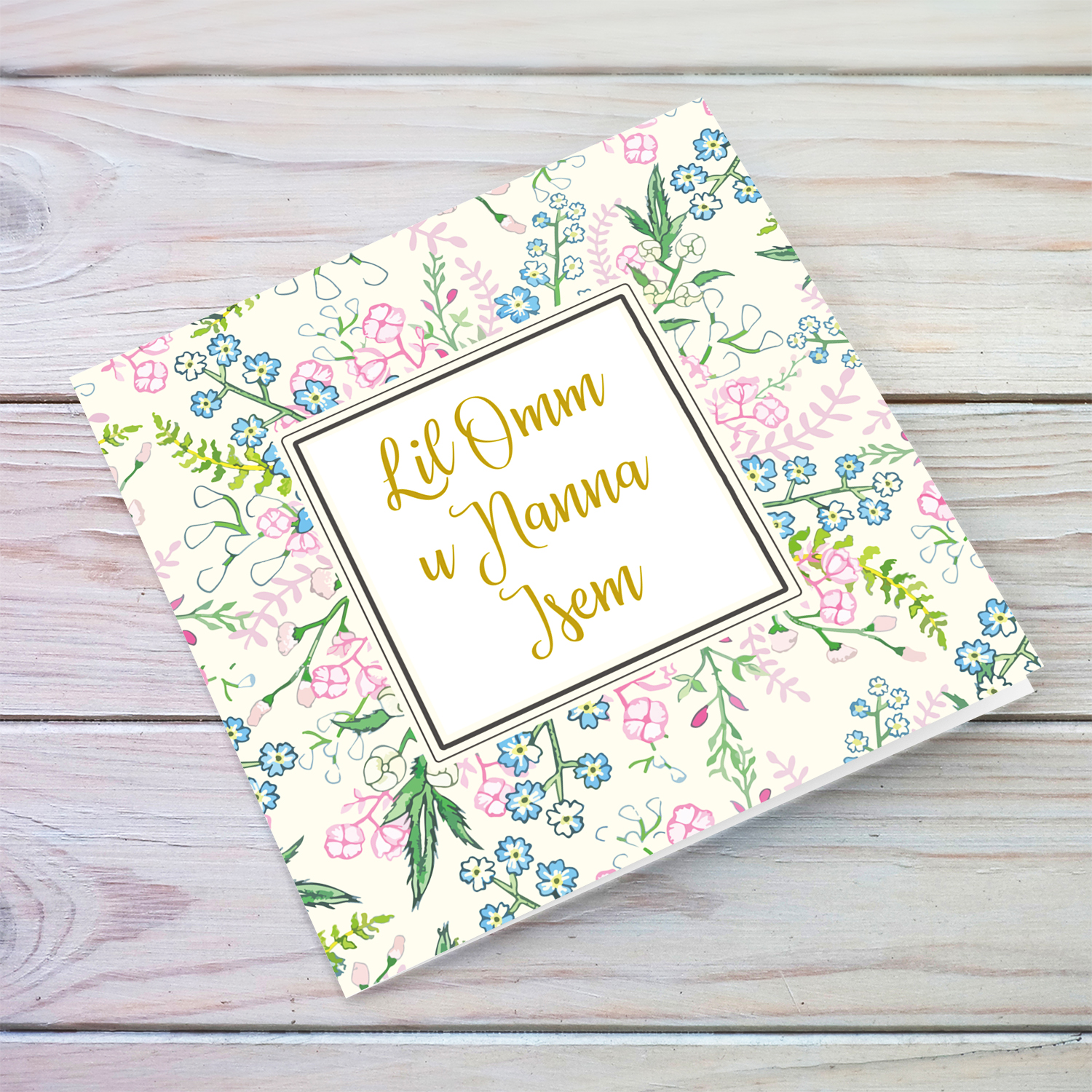 Background filled with flowers personalisable Mother's Day Card for Mother and Grandma in Maltese
