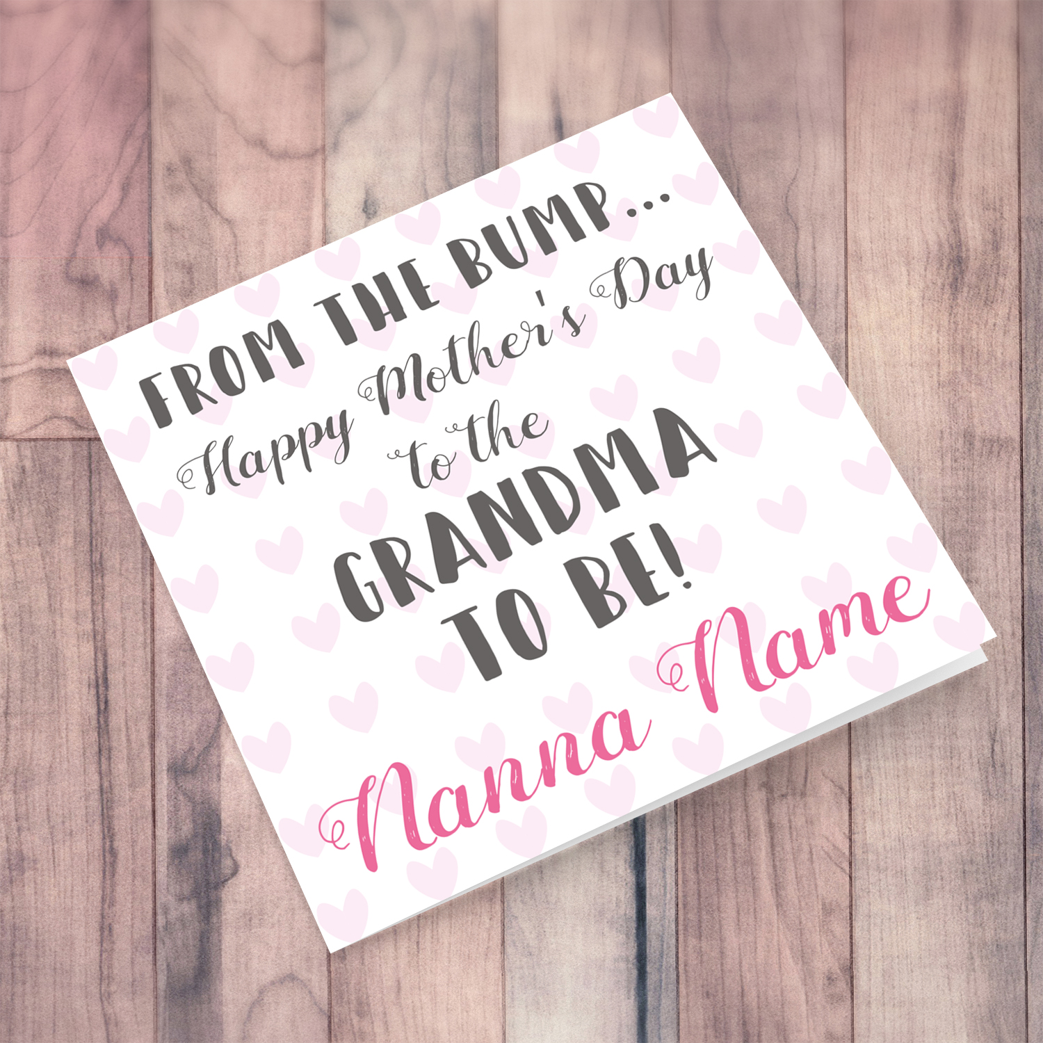 Mother's day personalisable card for grandma to be from the bump in English