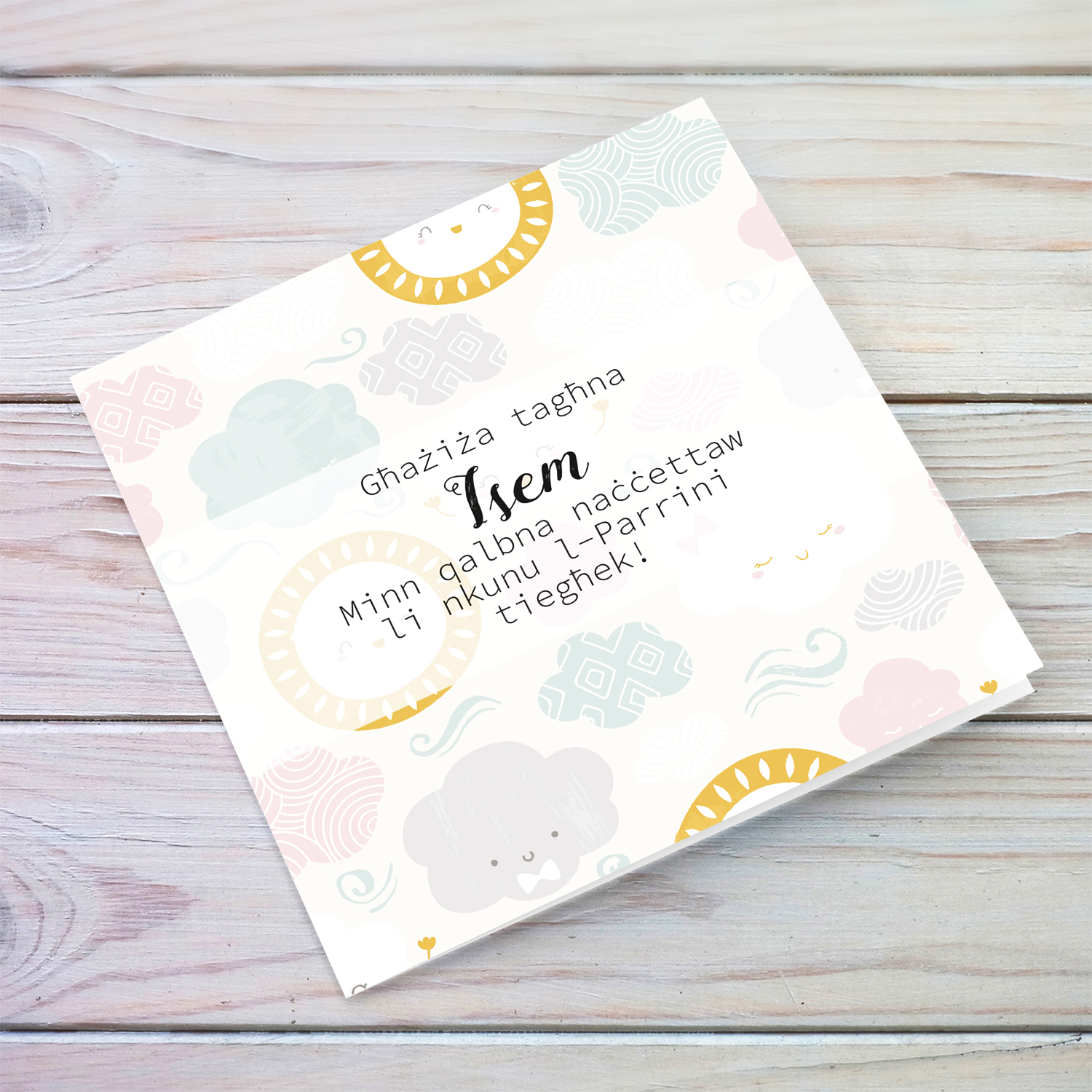 We gladly accept to be your Godparents - Card for goddaughter in pastel coloured background in Maltese
