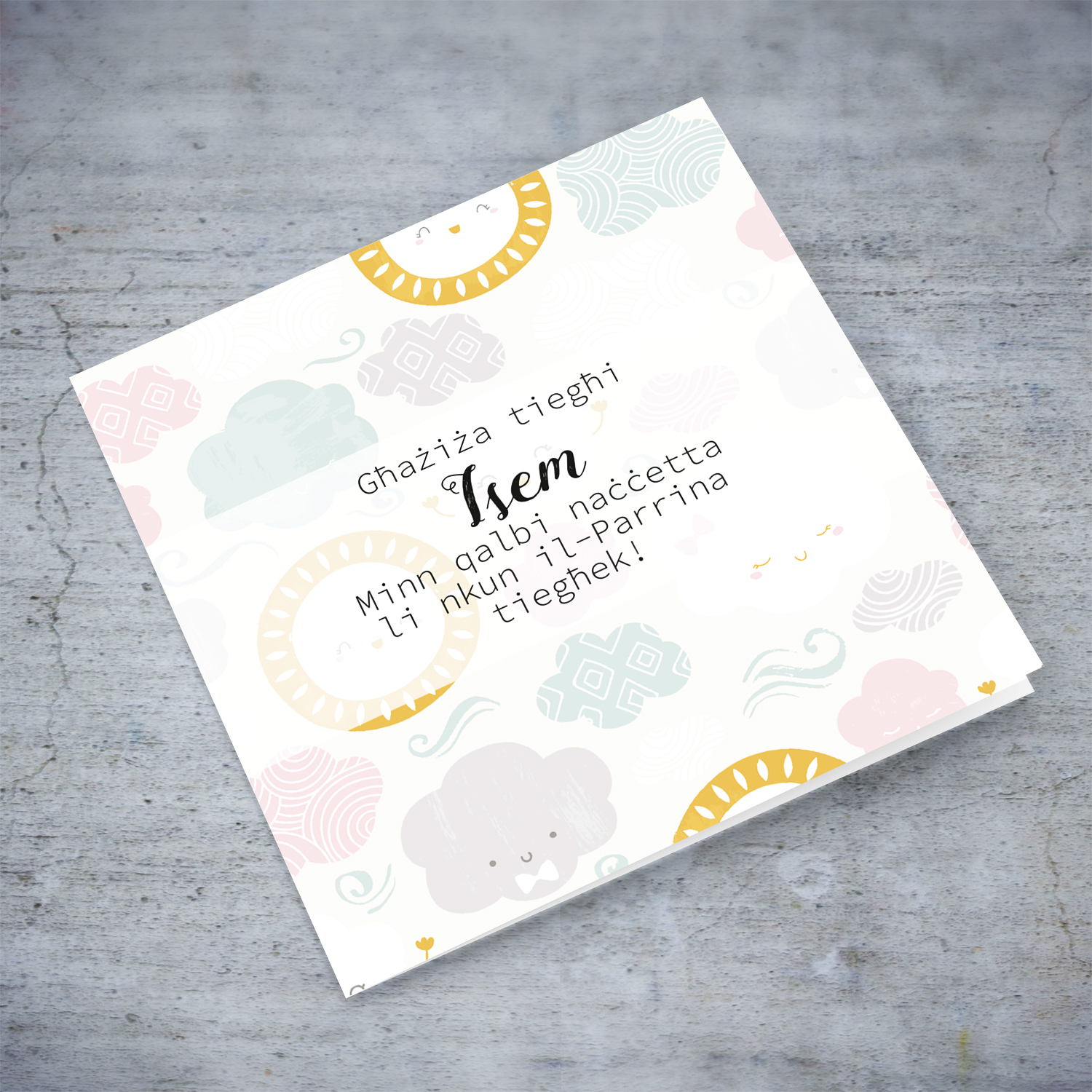 Baptism card from Godmother to goddaughter - I accept to be your Godmother in pink tones in Maltese (Personalisable)