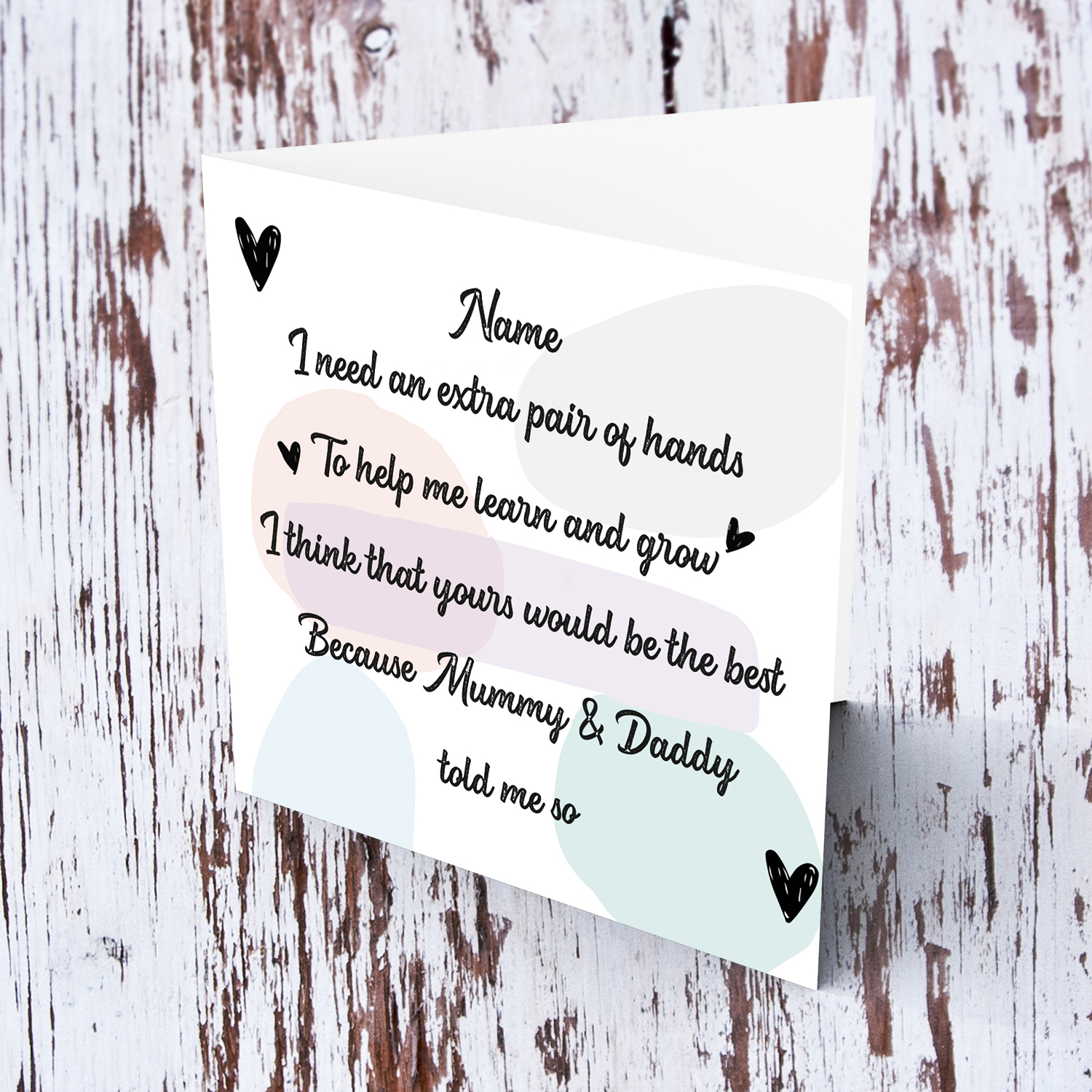 Pastel tones Will you be my Godfather / Godmother card in English (personalisable)