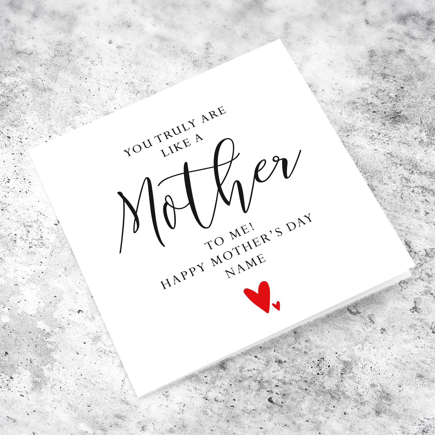 Minimalist mother's day card with red hearts - You're like a mother to me in English (Personalisable)