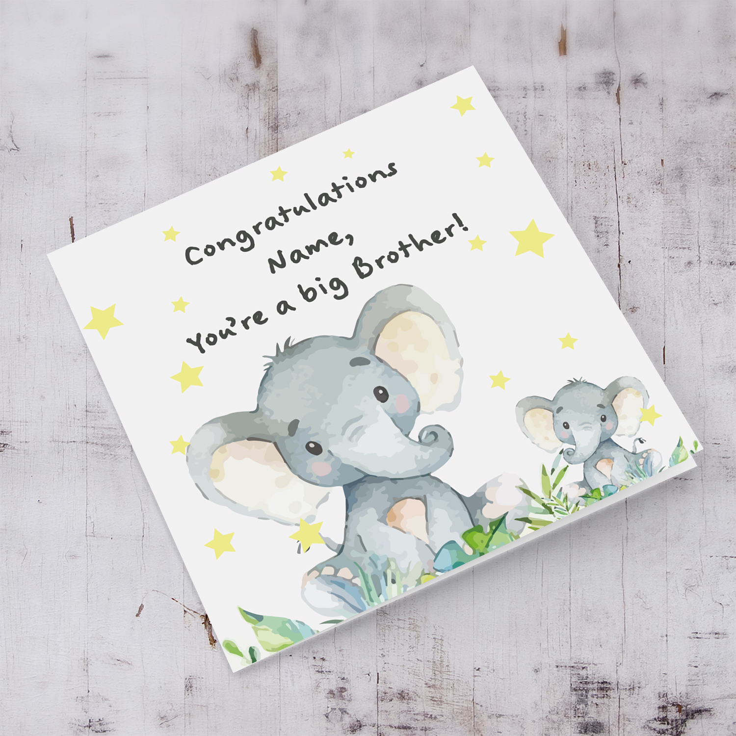 Elephant themed - You're a big brother (Personalisable) card, in English