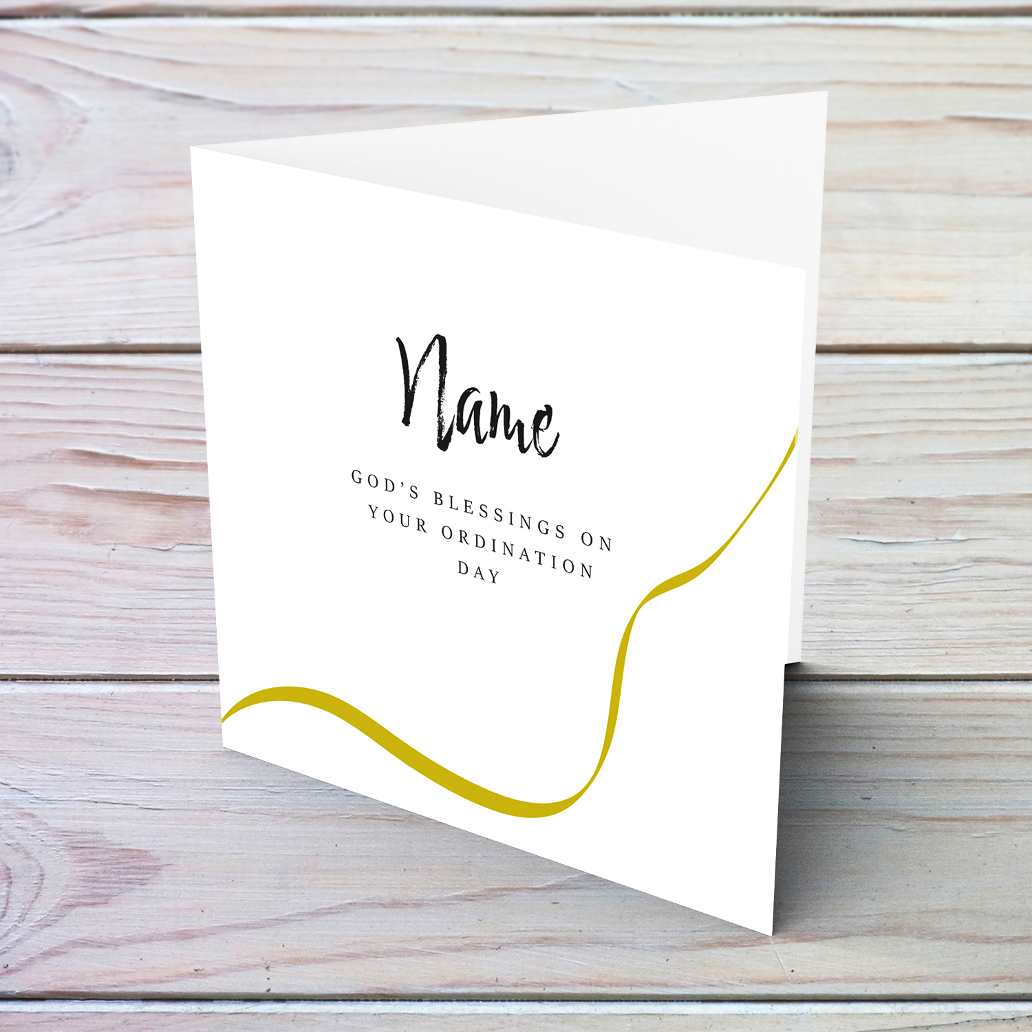 Elegant ordination card with golden line in English (Personalisable & Unisex)
