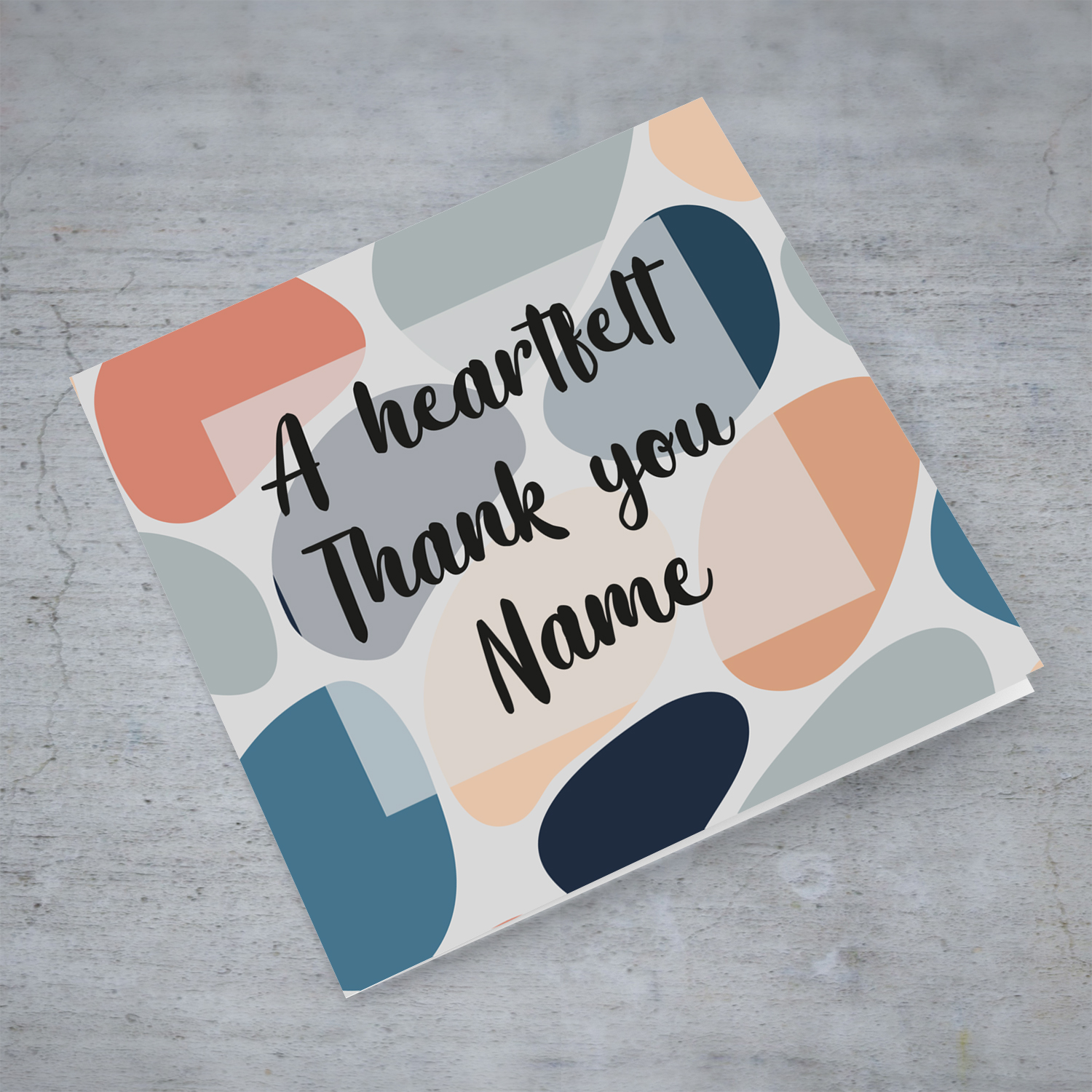 Thank you card with modern background in English ( Personalisable)