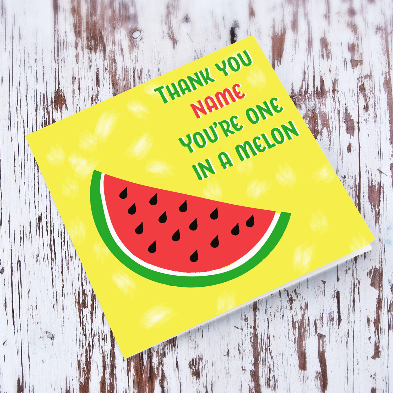 Thank you - You're one in a melon thank you card in English (Personalisable)