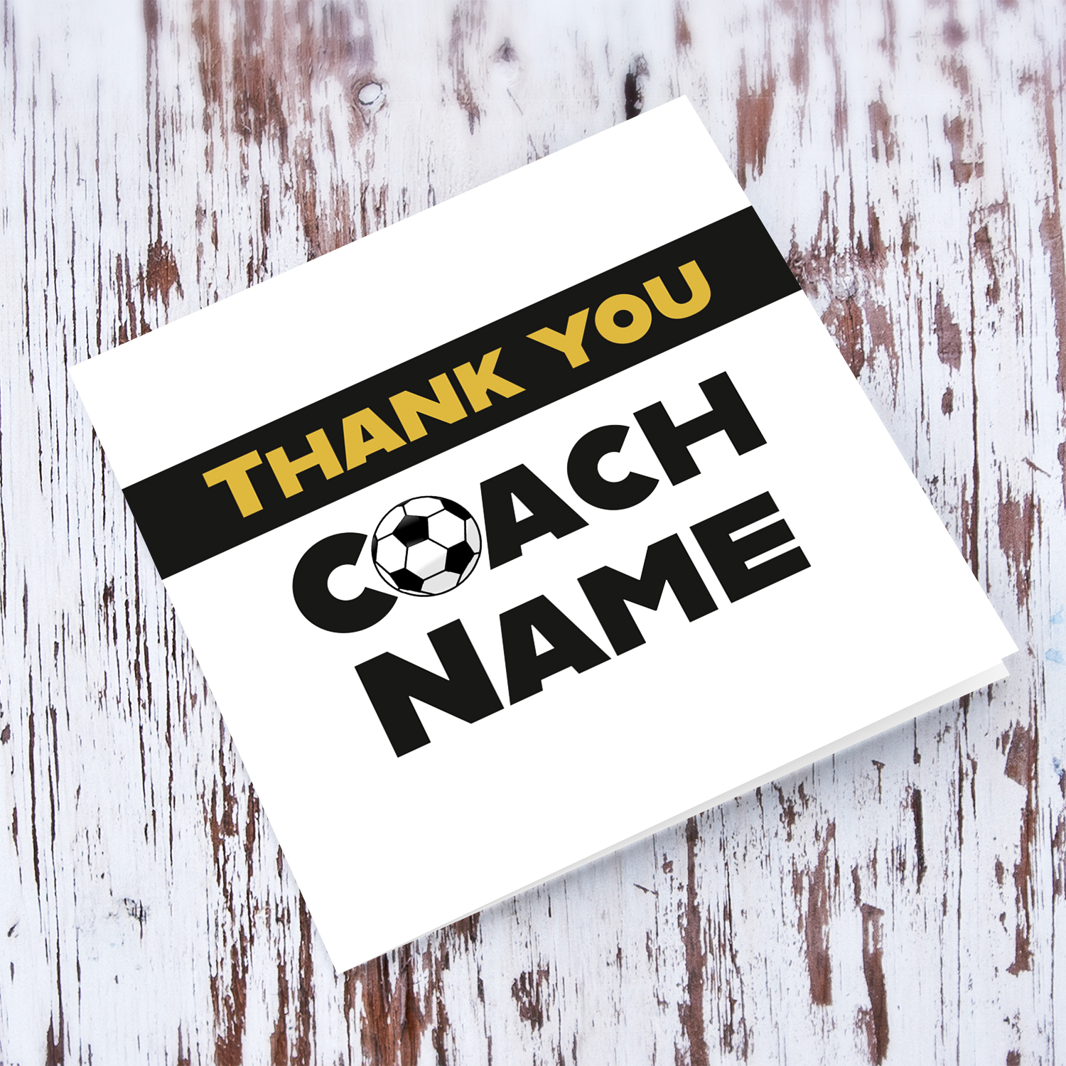 Minimalist thank you card for football coach in English (Personalisable)