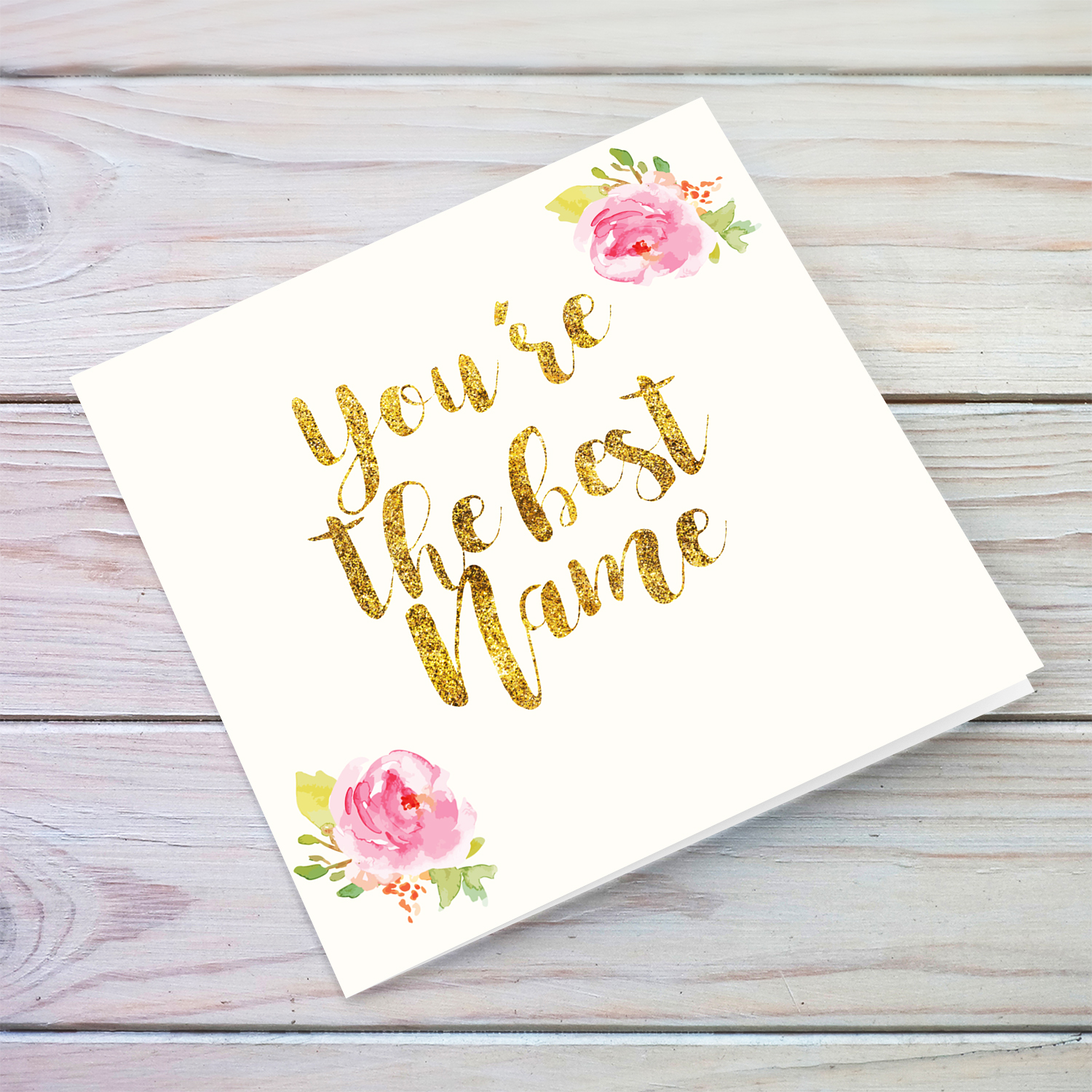 Golden glitter you're the best card in English