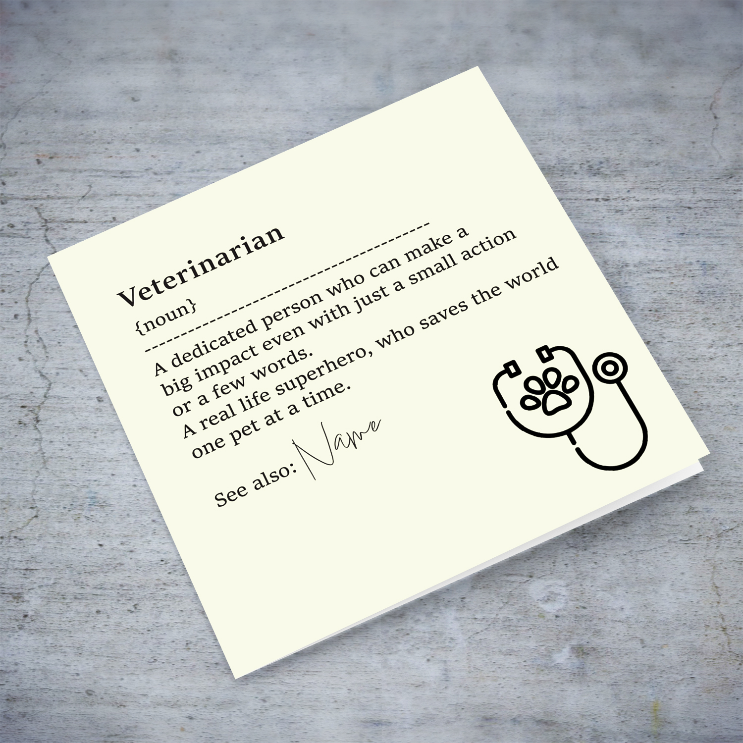 Veterinarian thank you card with stethoscope in cream background in English