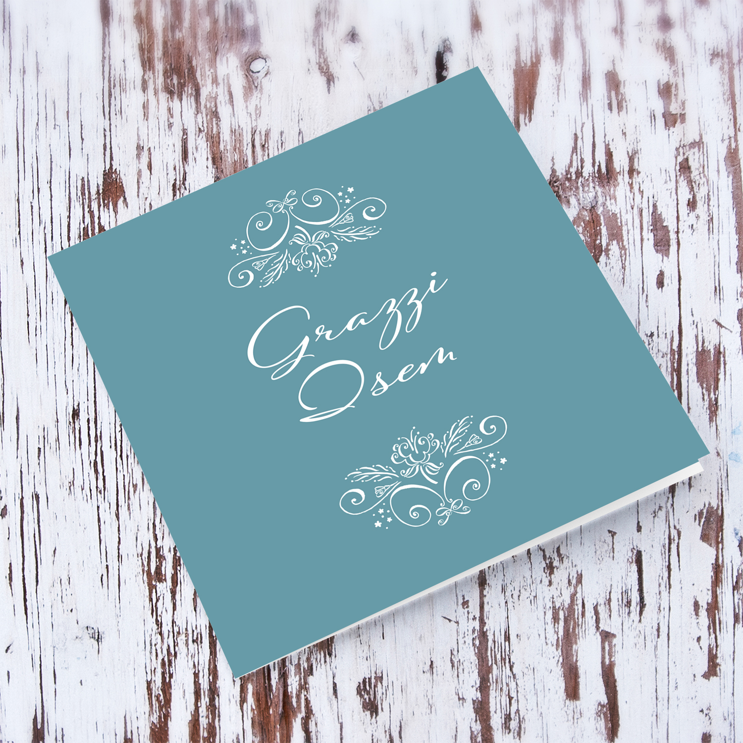 Elegant neutral & unisex thank you card in neutral colour and white decor and text in Maltese (Blank on the inside)